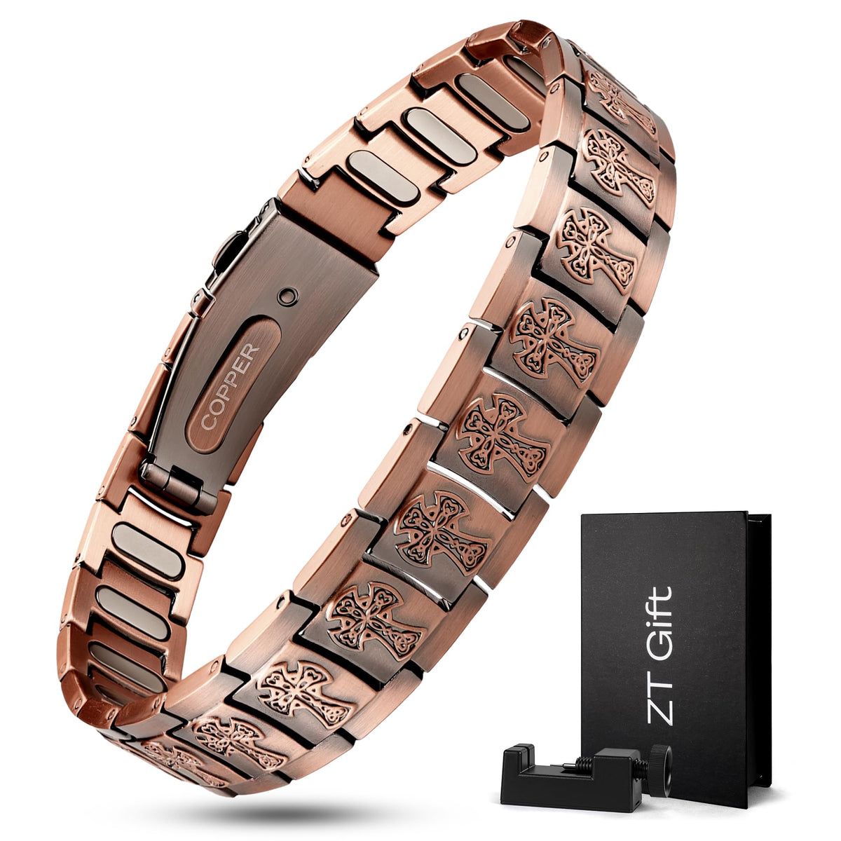 Trinckle Copper Magnetic Bracelet for Men with 5X Strength 5000Gauss Magnet – product photo (Magnetic Field Therapy)