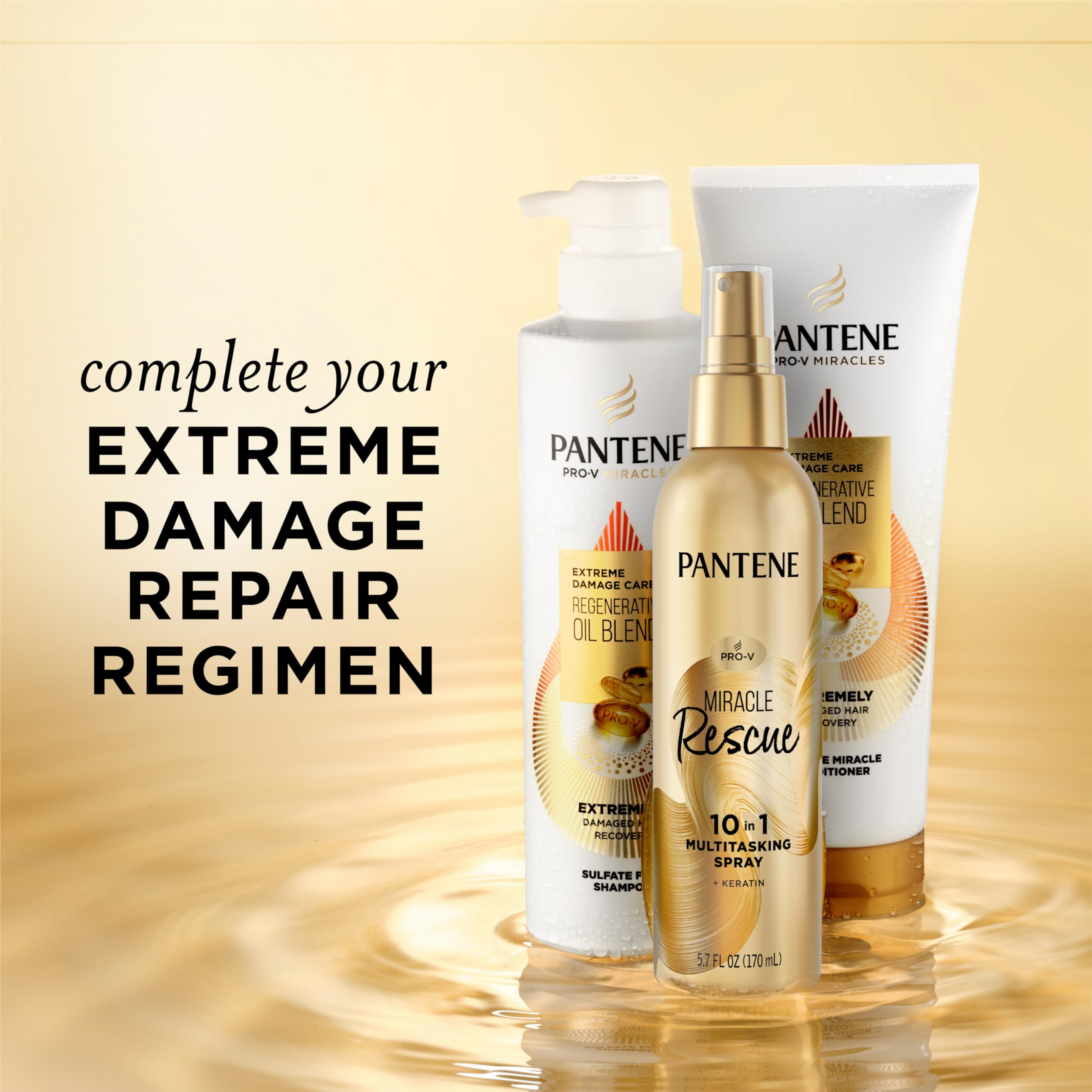 Pantene Miracle Rescue 10-in-1 Hair Spray conditioner bottle with label, showcasing the product and brand name.