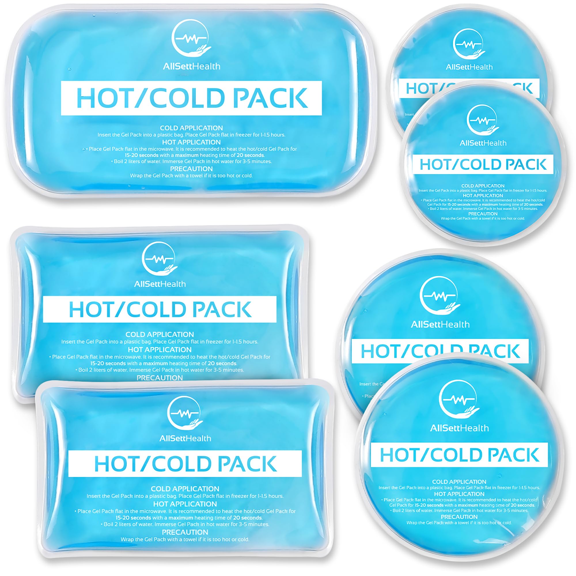 7 Piece Reusable Ice Packs for Injuries, Gel Ice Packs for Cold - Product Imagery