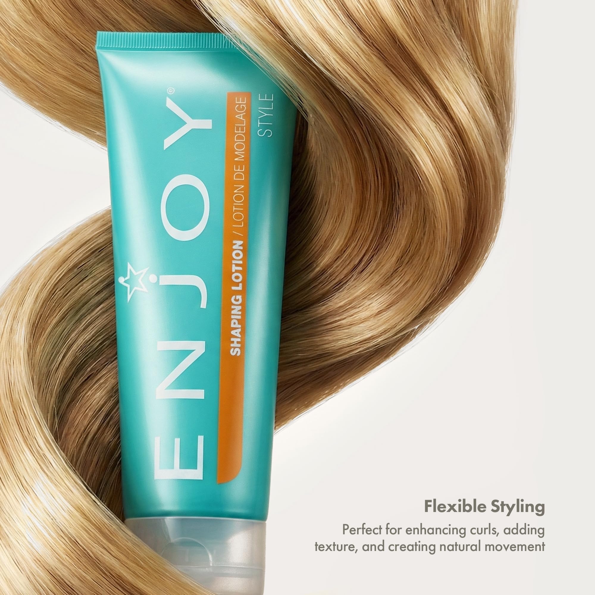 Enjoy Shaping Lotion lightweight styling cream for curls, adding soft shine, natural movement, and bouncy hold to hair.