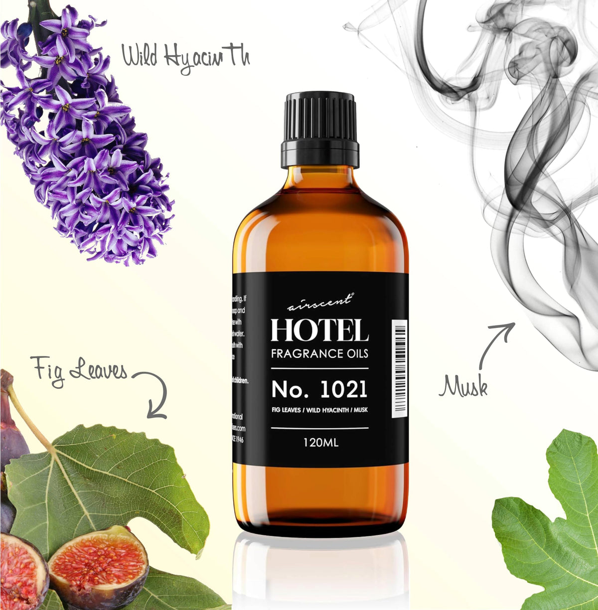 Air-Scent AirScent Hotel Diffuser Oil No. 1021 - Fig Hyacinth Sandalwood - 500 mL – packaging and label