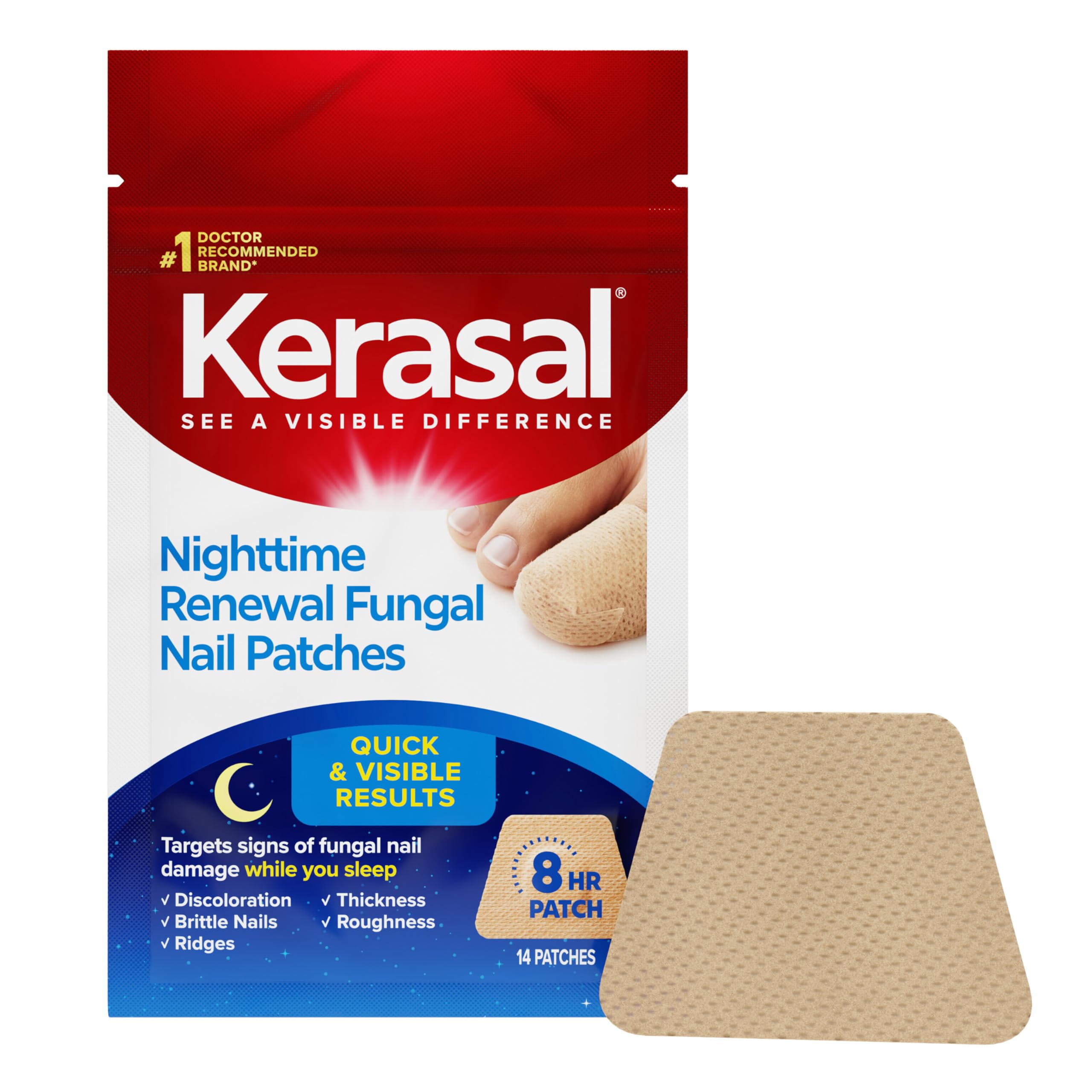 Kerasal Nighttime Nail Renewal Patches, Overnight Nail Repair, 14 Count