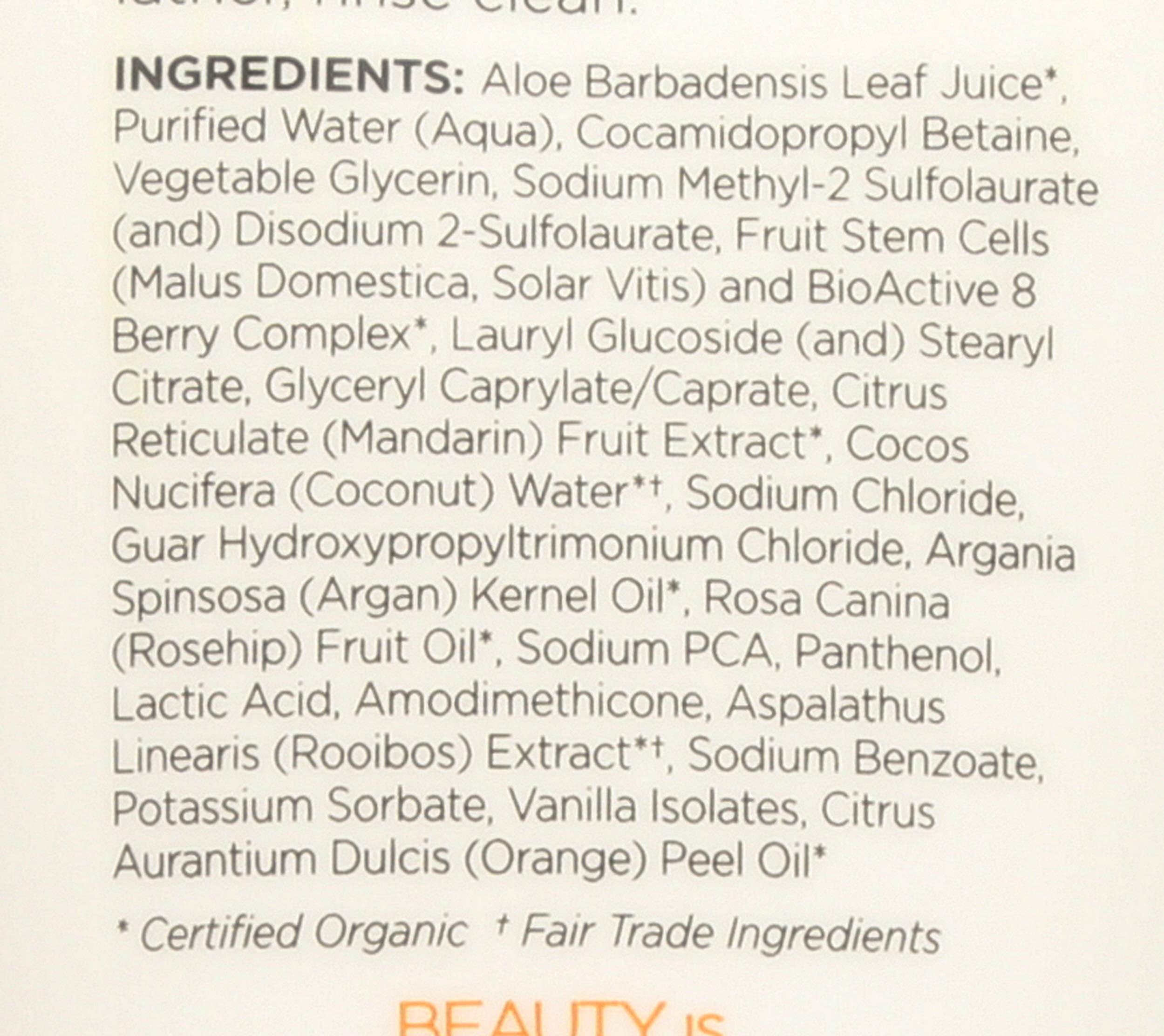 Andalou Naturals Mandarin Vanilla Shower Gel 8.5 oz, creamy gel with citrus and vanilla scent, displayed in a clear bottle