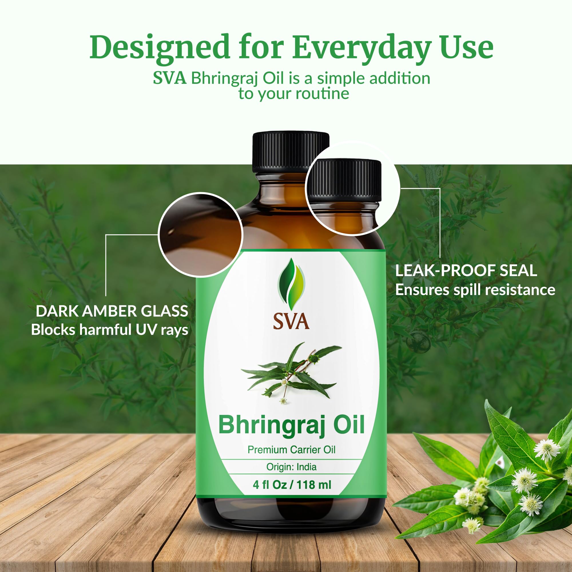 SVA Bhringraj Carrier Oil 4oz Dropper | Hair & Scalp Care