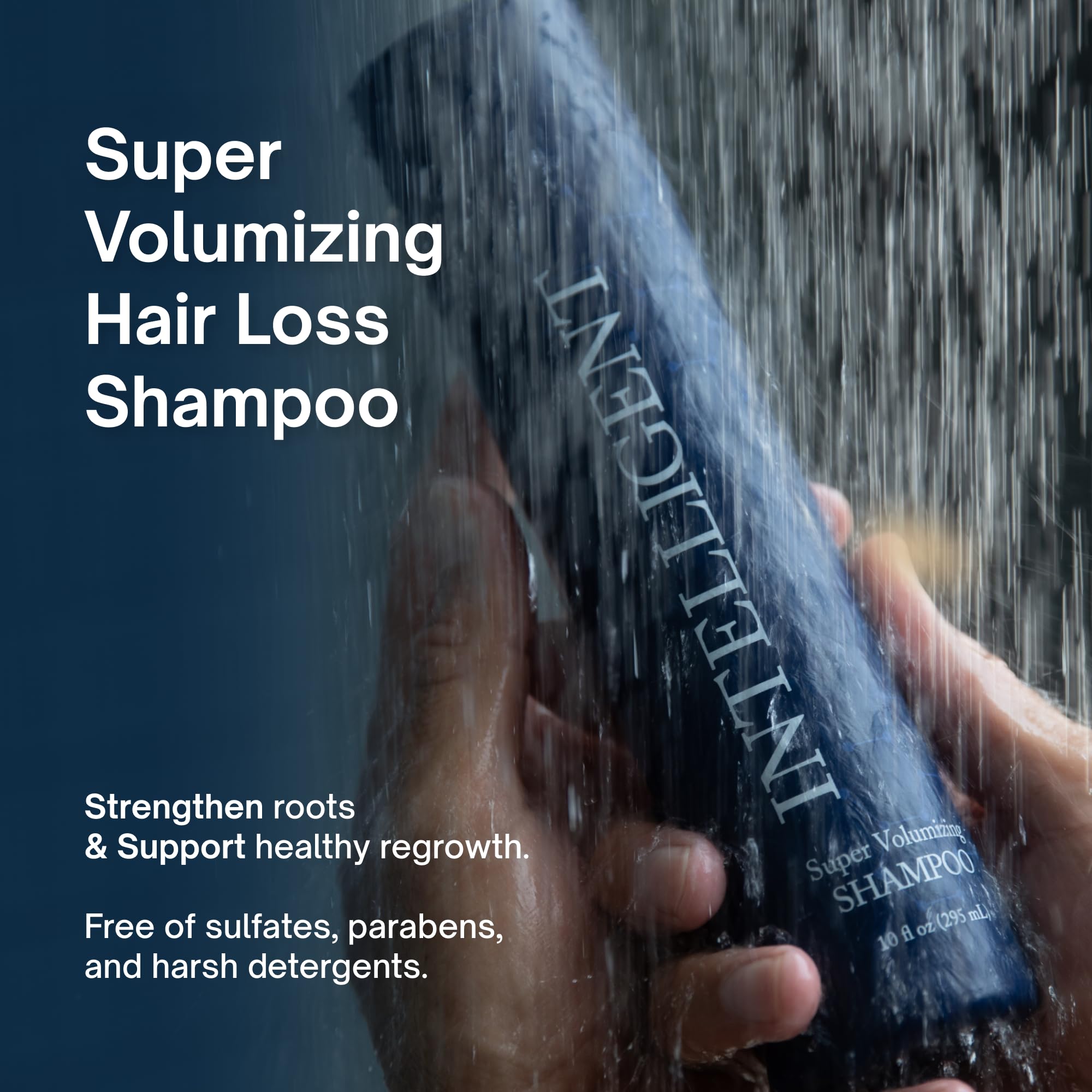 Intelligent Super Volumizing Hair Loss Shampoo bottle, 10 fl oz, for strengthening weak, thinning hair and maximizing volume.