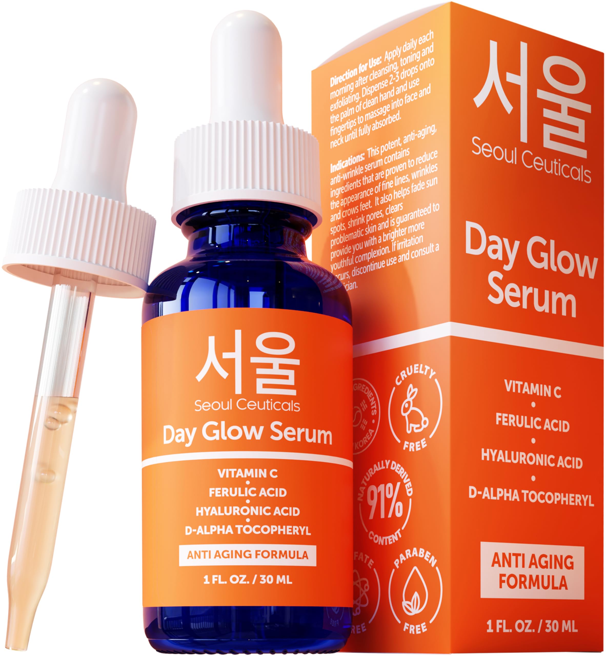 SeoulCeuticals Korean Skin Care 20% Vitamin C Serum for Face + - Product Imagery