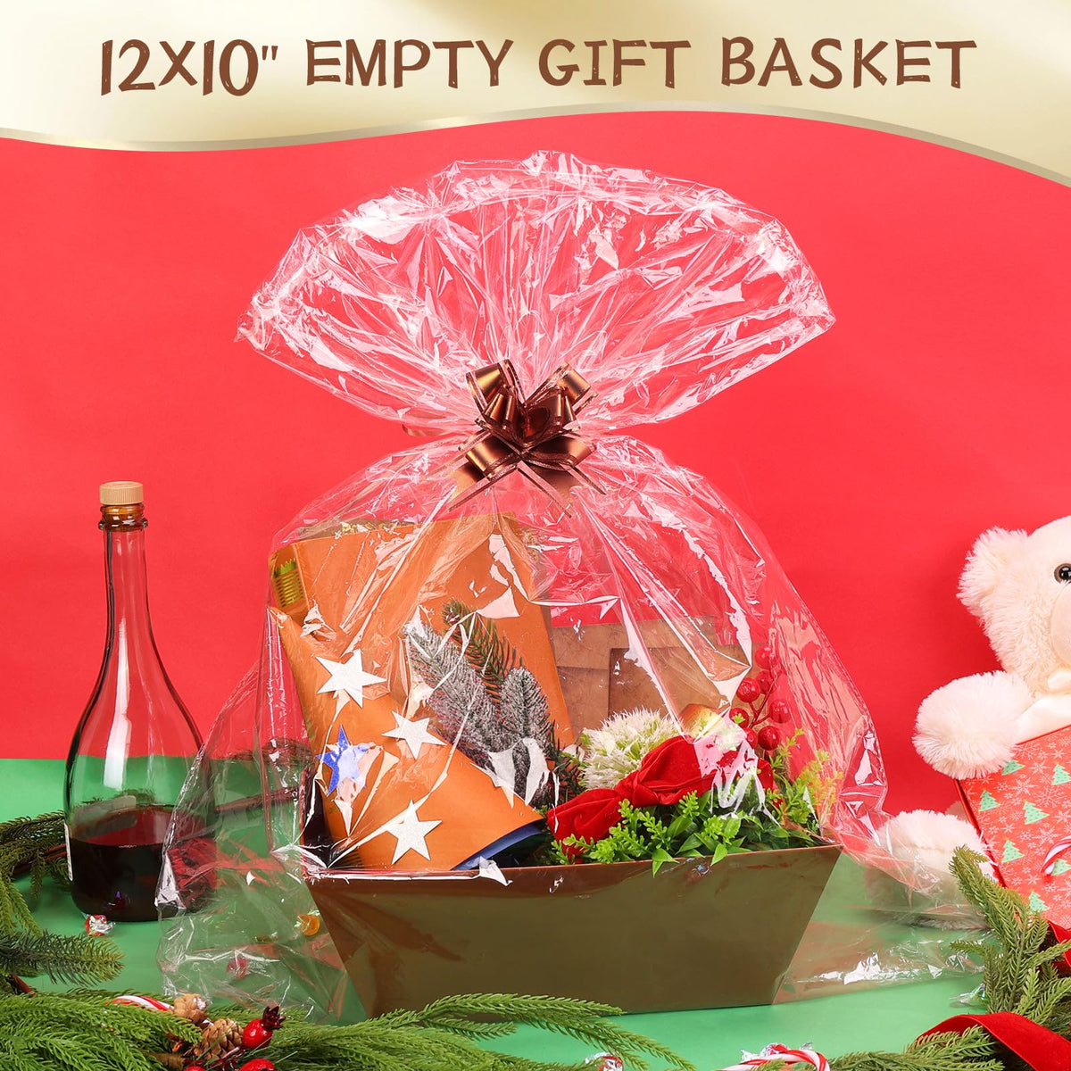 AFOROEOA 20PACK Baskets for Gifts Empty 12x10x4 Thick Brown - AFOROEOA Official Imagery - 6