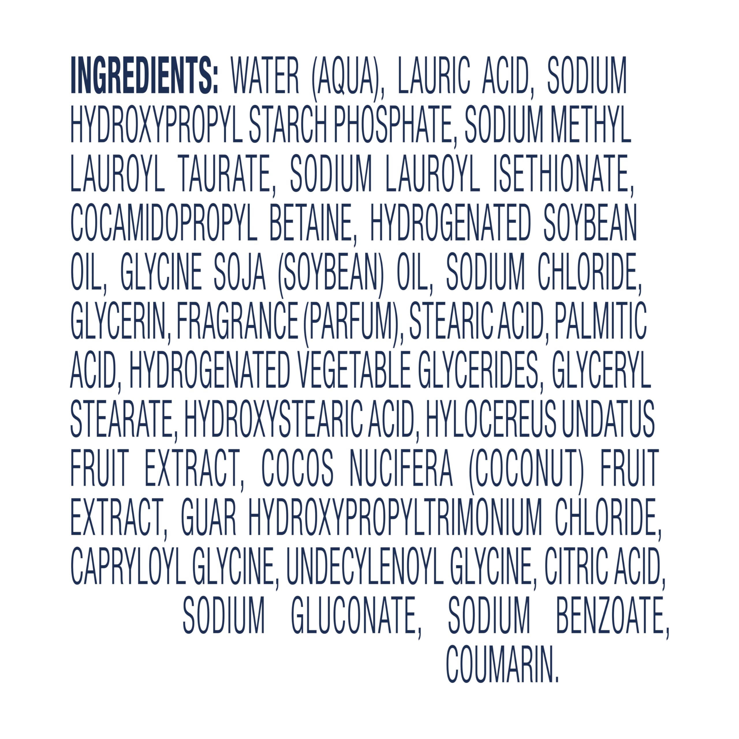 Dove Dragon Fruit and Coconut Cream Body Wash 4-pack bottles with tropical fruit and creamy moisturizer formulas.