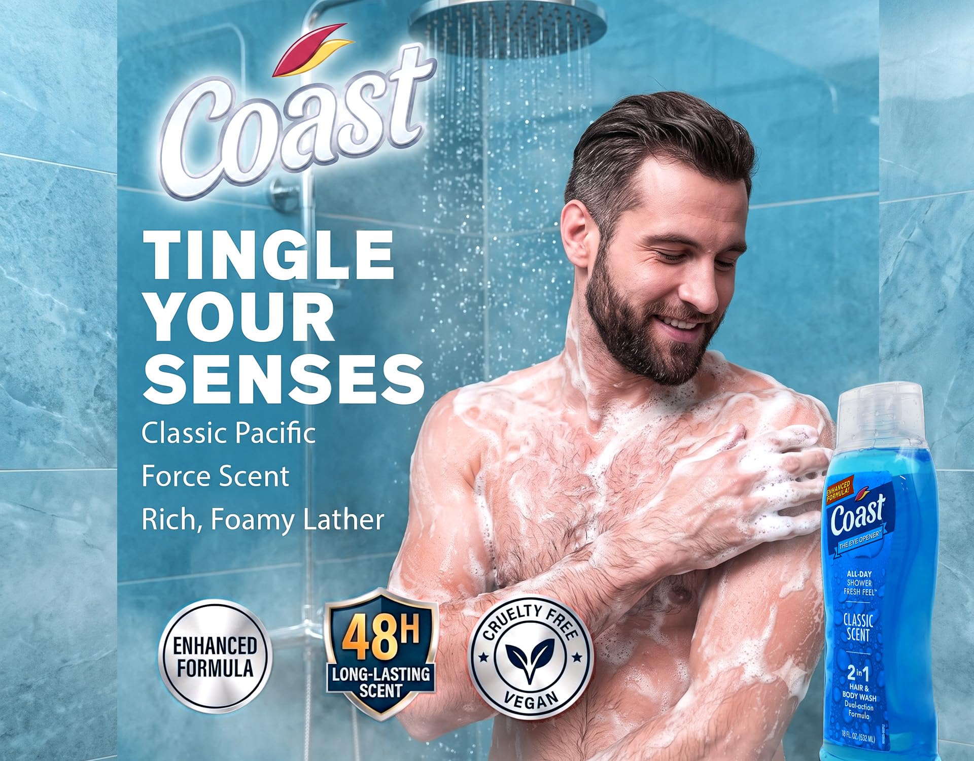 Coast 2 in 1 Hair & Body Wash Classic Scent 18 Oz. - (Pack of 6)