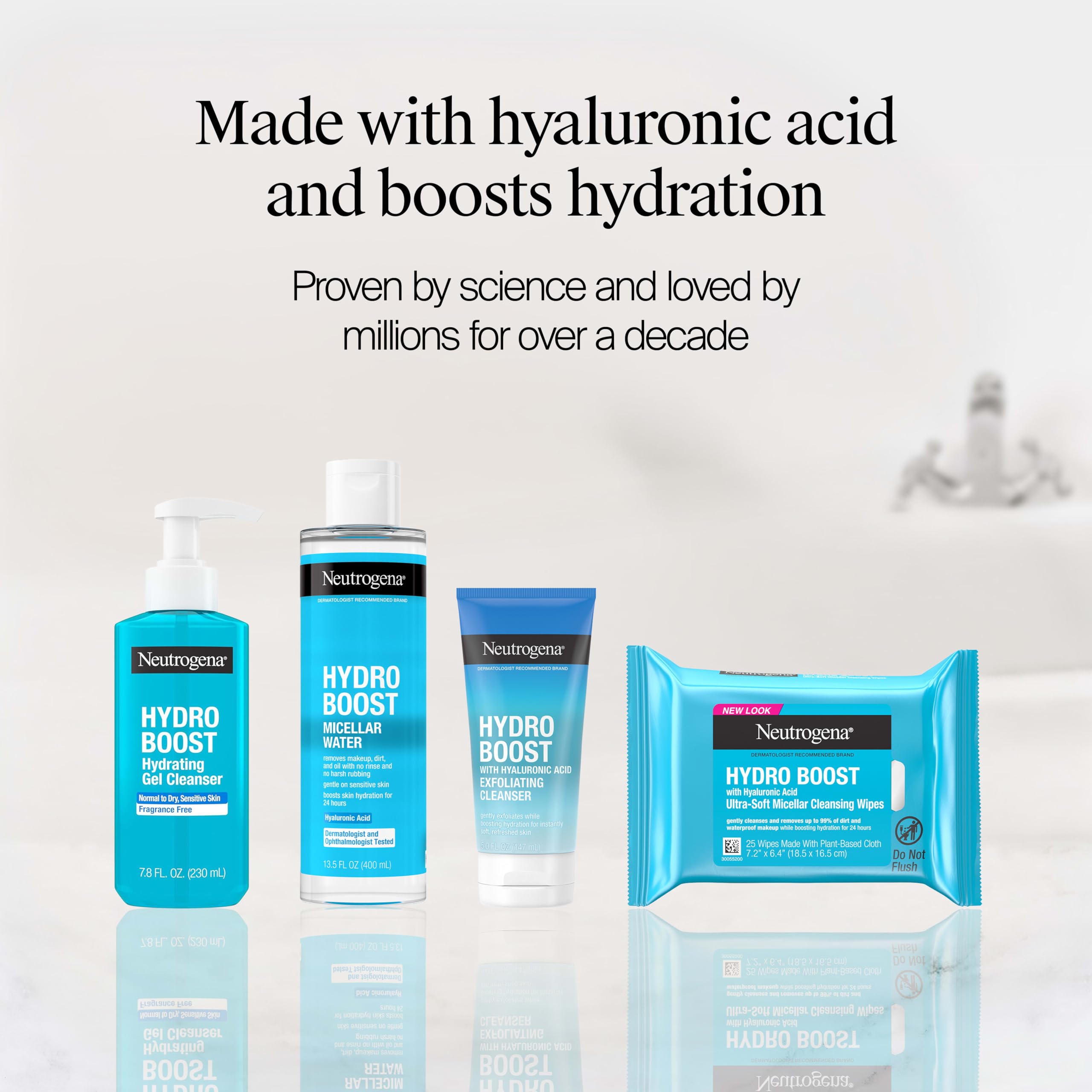 Neutrogena Hydro Boost Hydrating Gel Cleanser in a 7.8 fl oz bottle, fragrance-free skincare product for gentle cleansing.