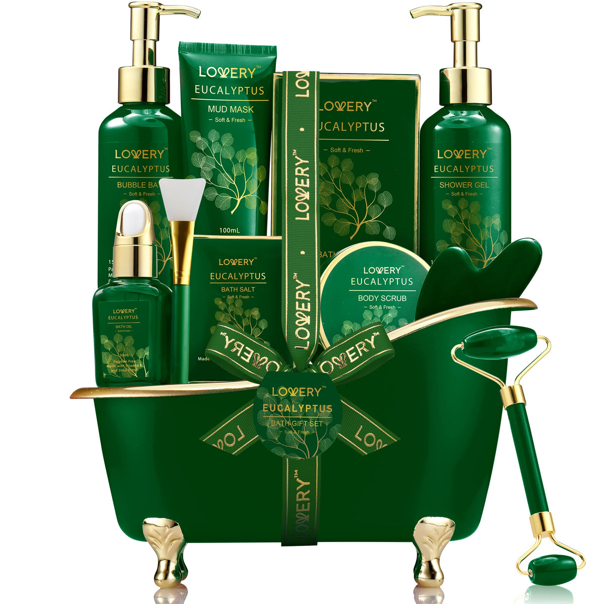 LOVERY Birthday Gifts for Women & Men Who Have Everything, Eucalyptus Spa Gift Baskets for Women, Mom, 16pc Bath Gift Se