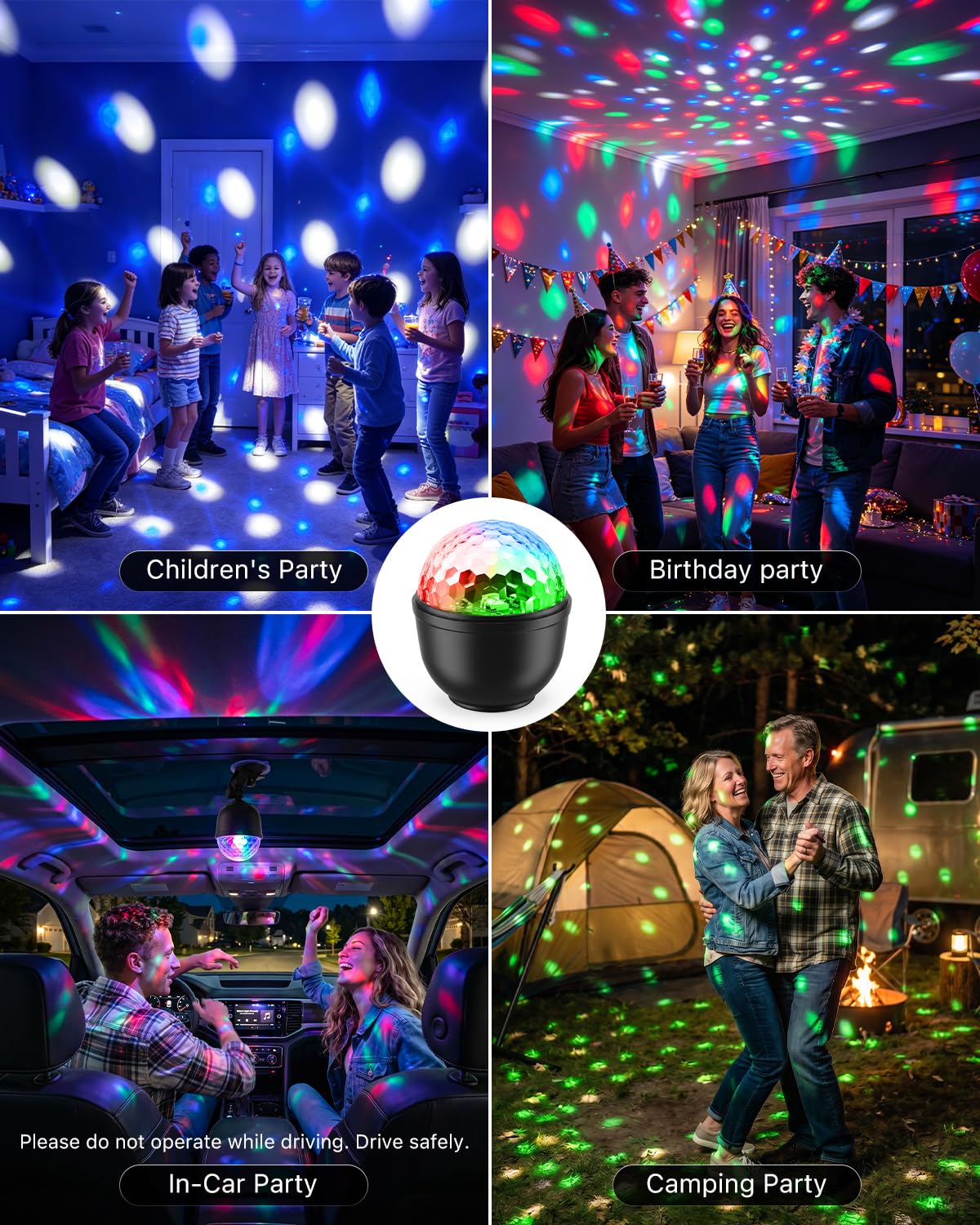 FALOVE 2 Pack Cupcake RGB Disco Ball Lights for Party & Ambient Night Light – product photo (Disco Ball Lamps)
