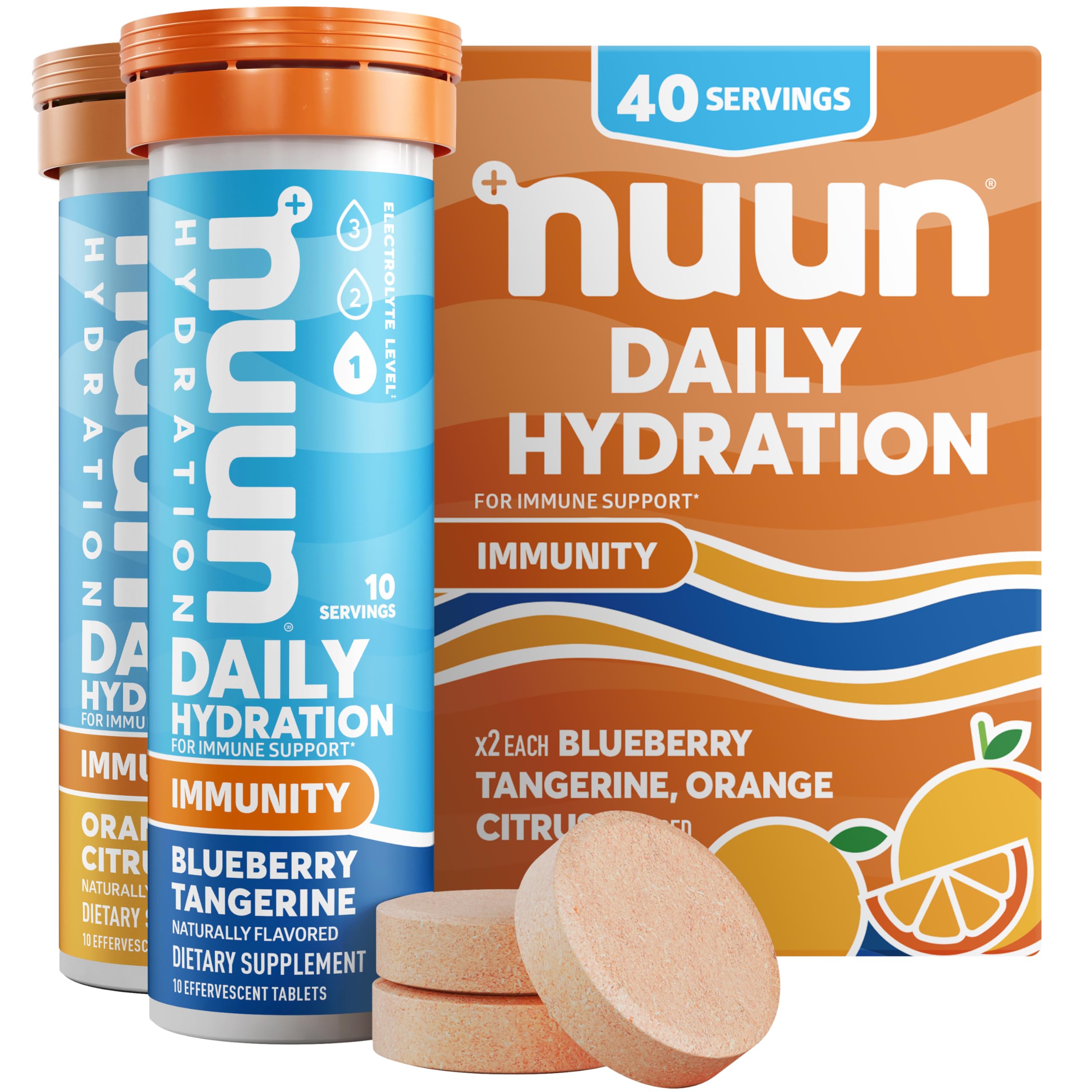 Nuun Immunity Electrolyte Tablets Blueberry Tangerine & Orange, - Product Imagery