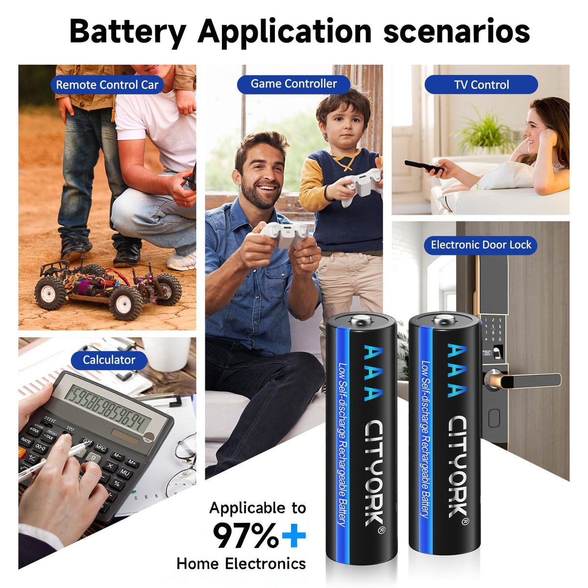 CITYORK Rechargeable AAA Batteries with 16 Bay LCD Battery - CITYORK Official Imagery - 5