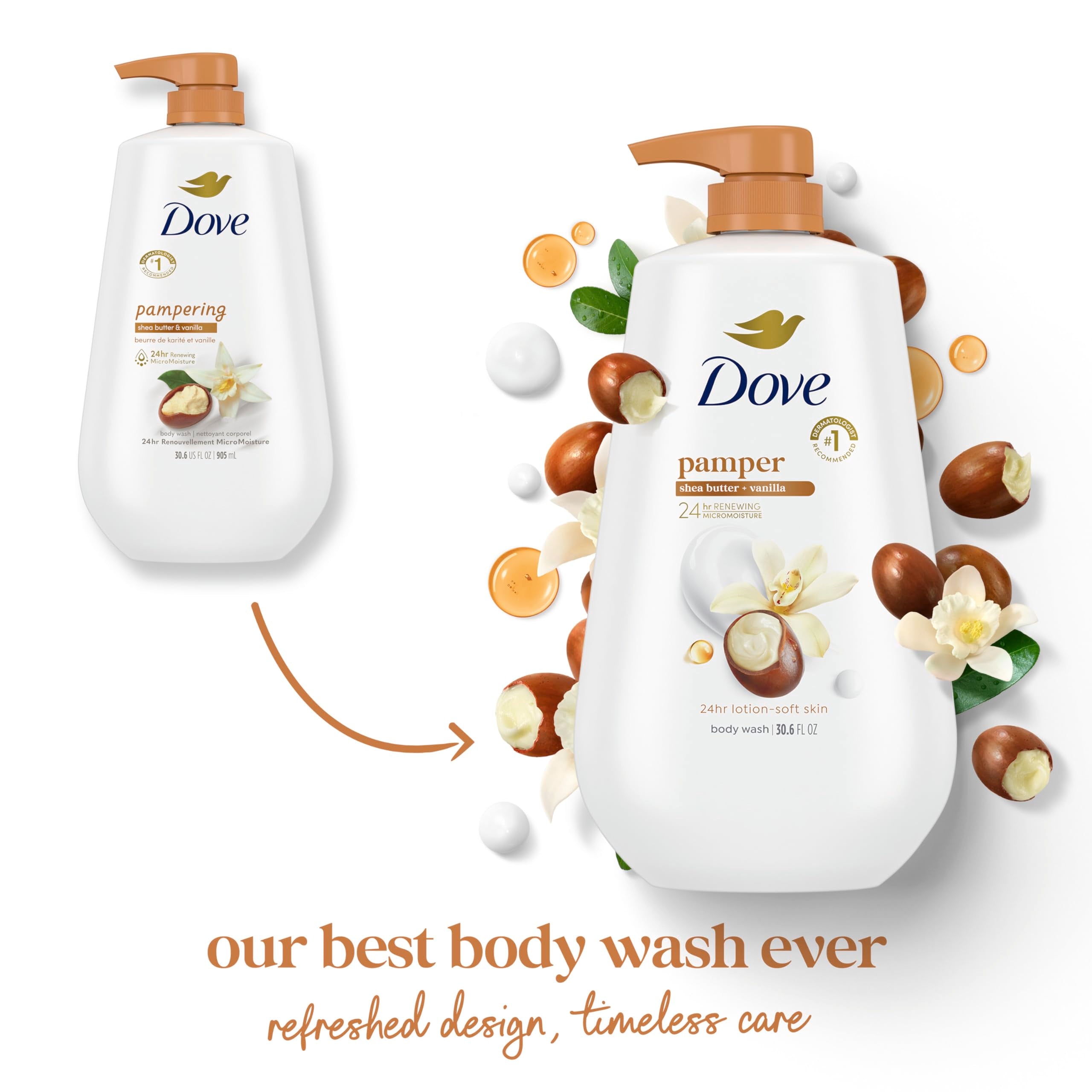 Dove Body Wash Pamper Shea Butter & Vanilla 30.6 oz Pump, Sulfate Free