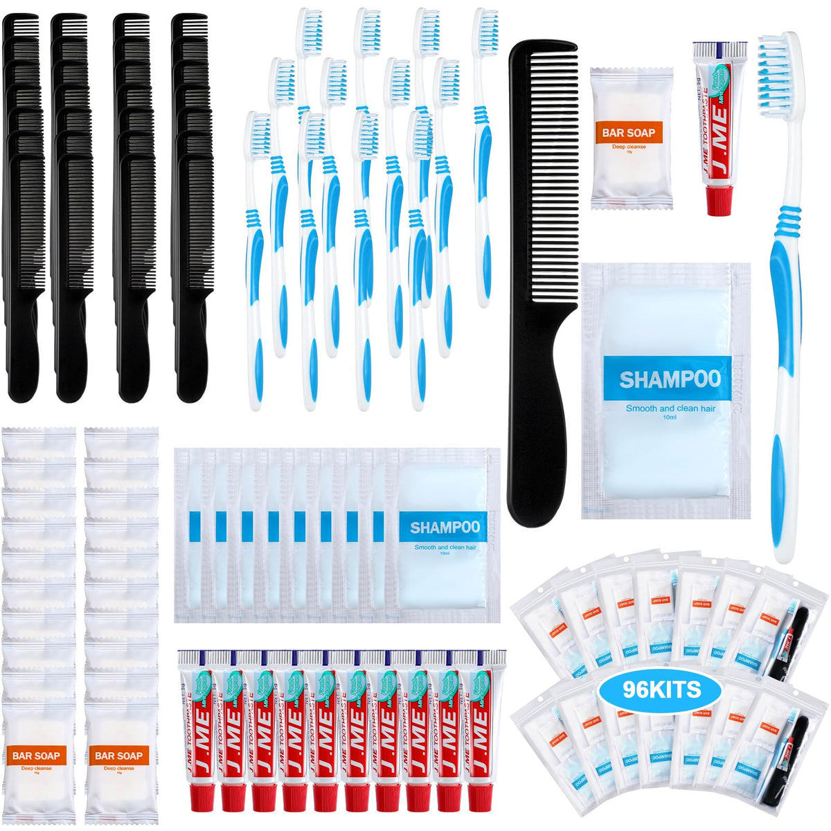 Tiangrid 96 Sets Personal Hygiene Kit Basic Toiletry Kit Homeless Supplies – product photo (Hygiene &amp; Sanitation)