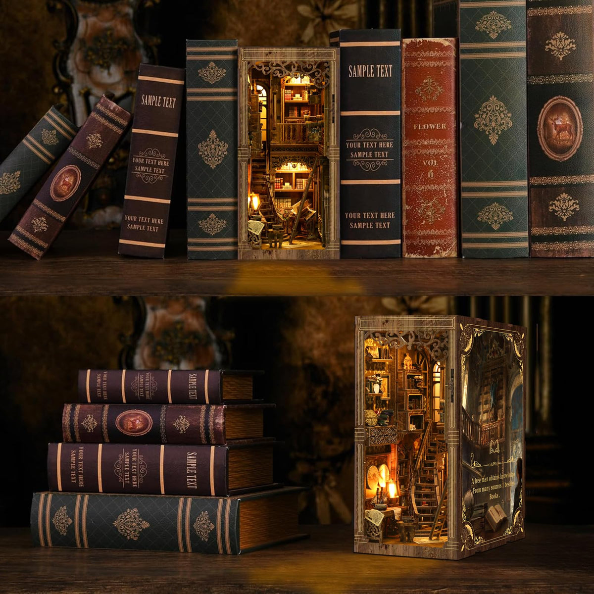 Book Nook Kit Library Booknook Kit Dollhouse Bookshelf - ISSEVE Official Imagery - 3