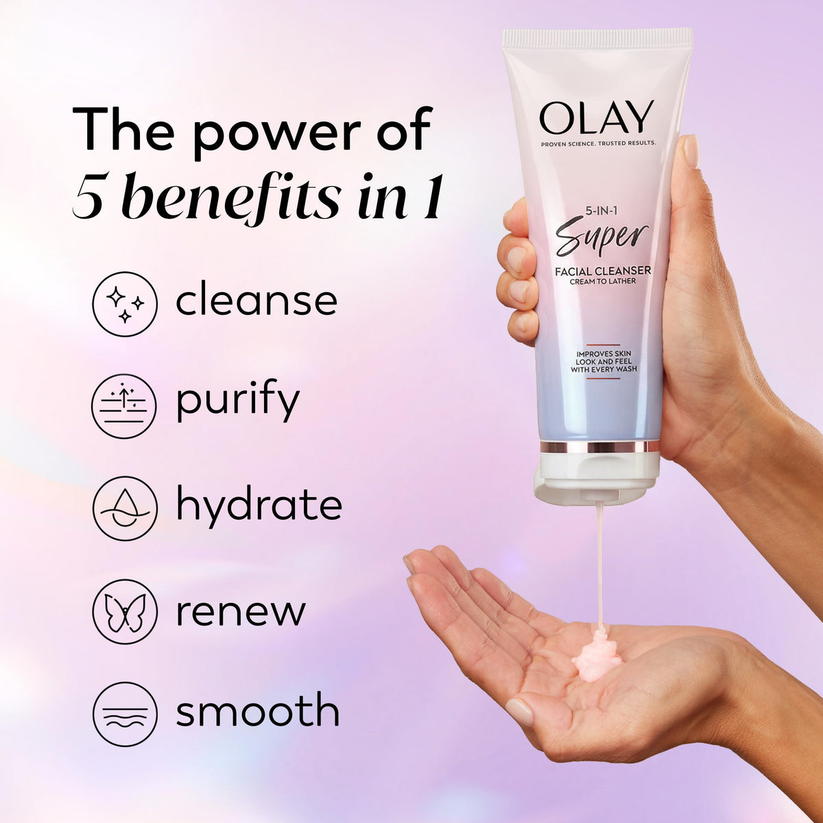 Olay 5-in-1 Holiday Mini Gift Pack - Super Serum Trial 0.4 fl oz, Super Facial Cleanser 4.5 fl oz, Super Cream with Suns