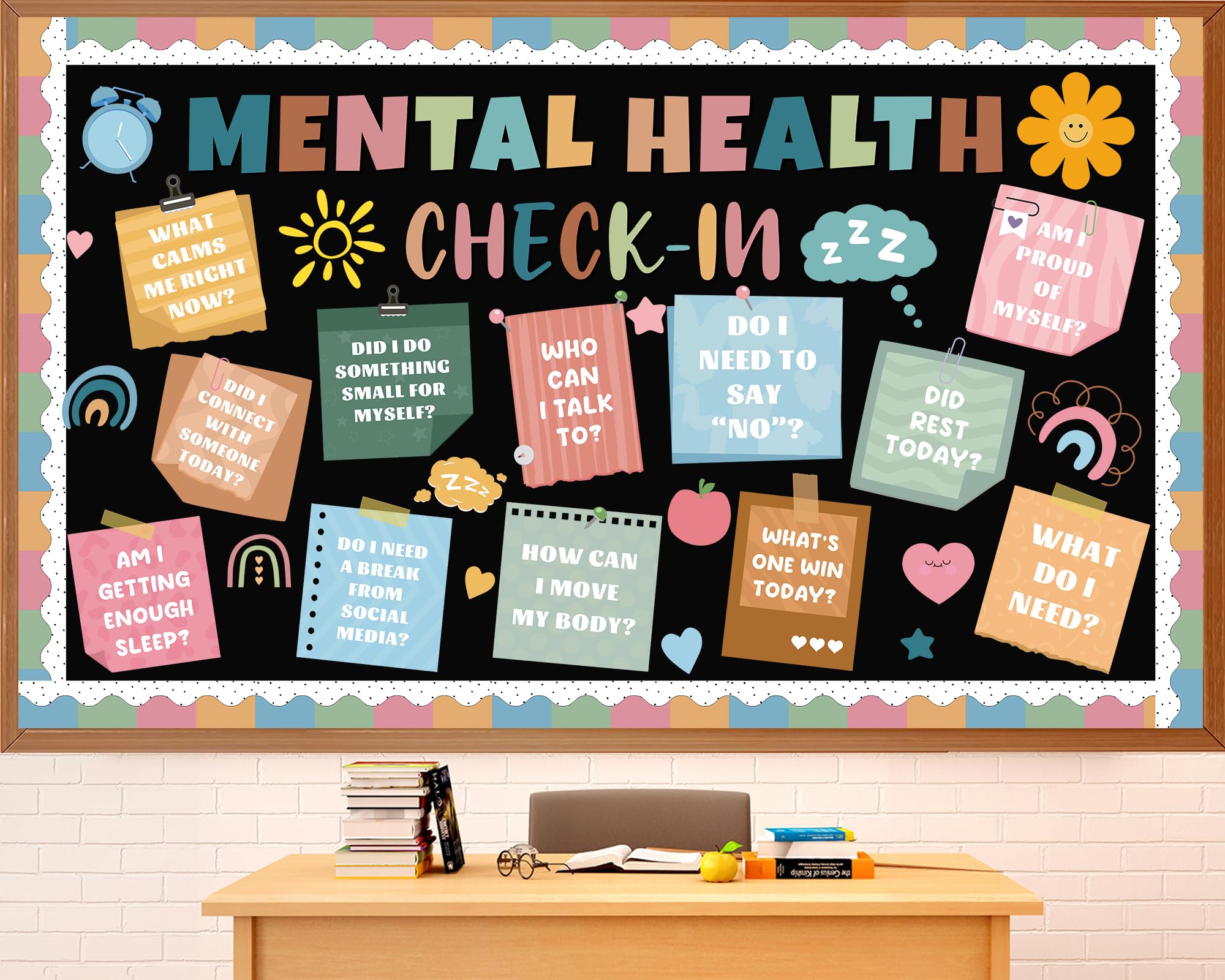 Mental Health Bulletin Board Set Boho Classroom Decoration - Product Imagery