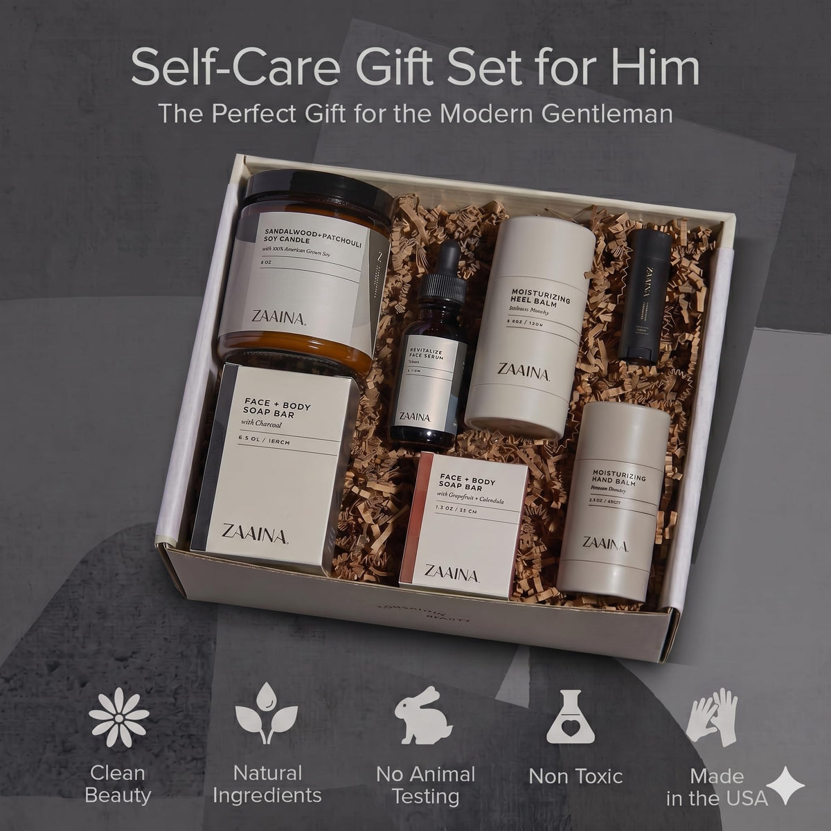 Men s Self Care Package Relaxation Grooming Gift Set - ZAAINA Official Imagery - 3