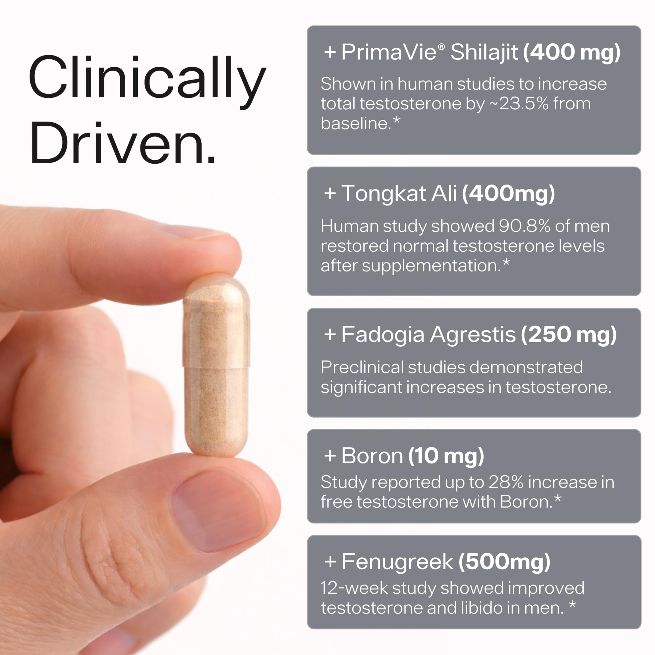 Testosterone Booster for Men with Clinically Dosed Shilajit & Tongkat Ali