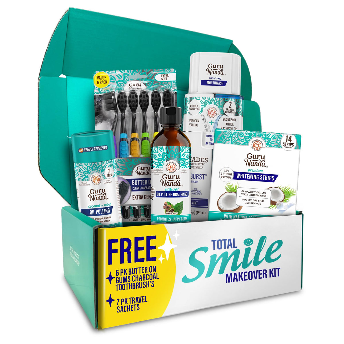 GuruNanda Total Smile Makeover Oral Care Kit Teeth Whitening - GuruNanda Official Imagery - 2