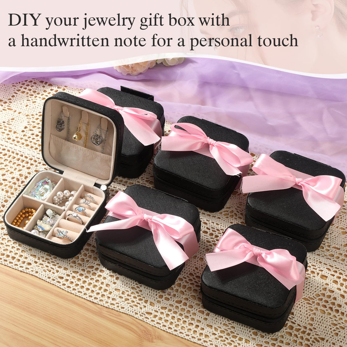 VZZNN 36 Pack Travel Jewelry Case, Small Travel Jewelry Organizer Box with Mirror, PU Leather Mini Jewelry Storage Holde