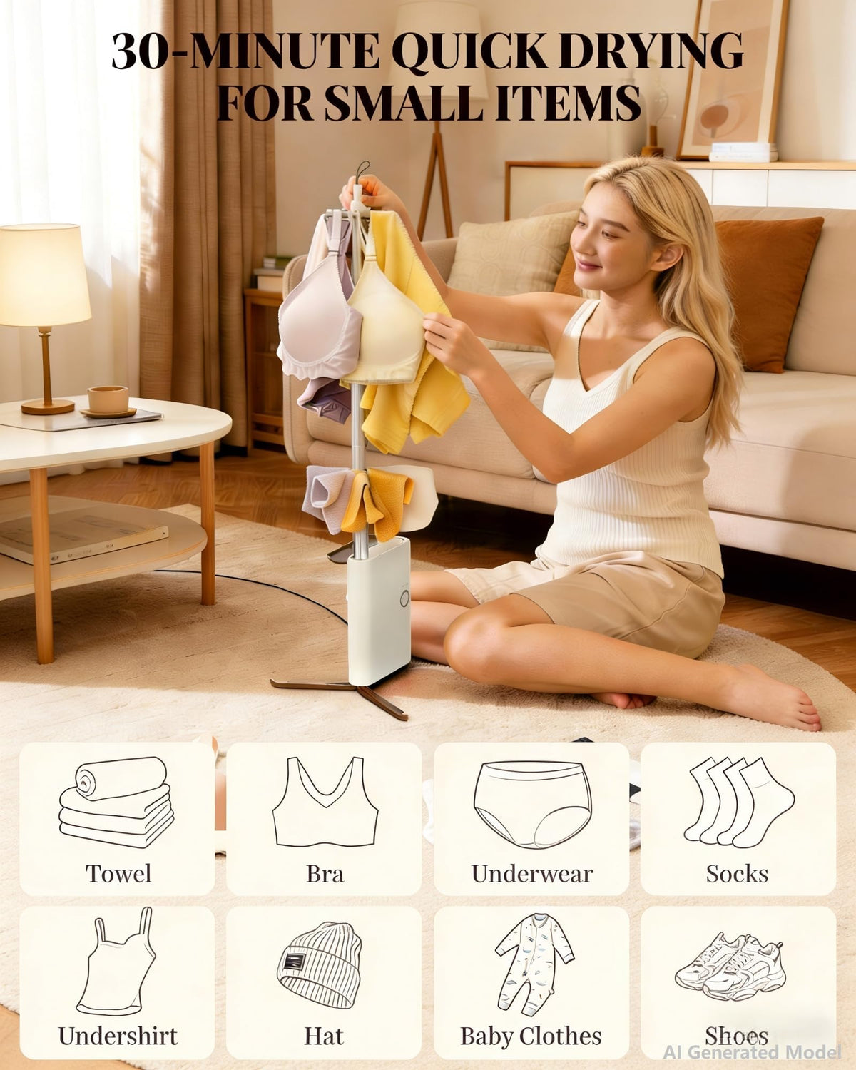 Portable Dryer for Clothes 3 6 9 Hr Timer Fragrance Disc UV - zylo Official Imagery - 5