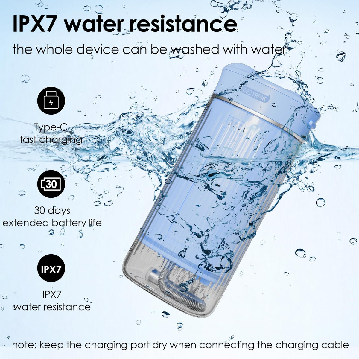 Portable Mini Water Flosser 225ML Long Lasting Endurance - Hooyapik Official Imagery - 6