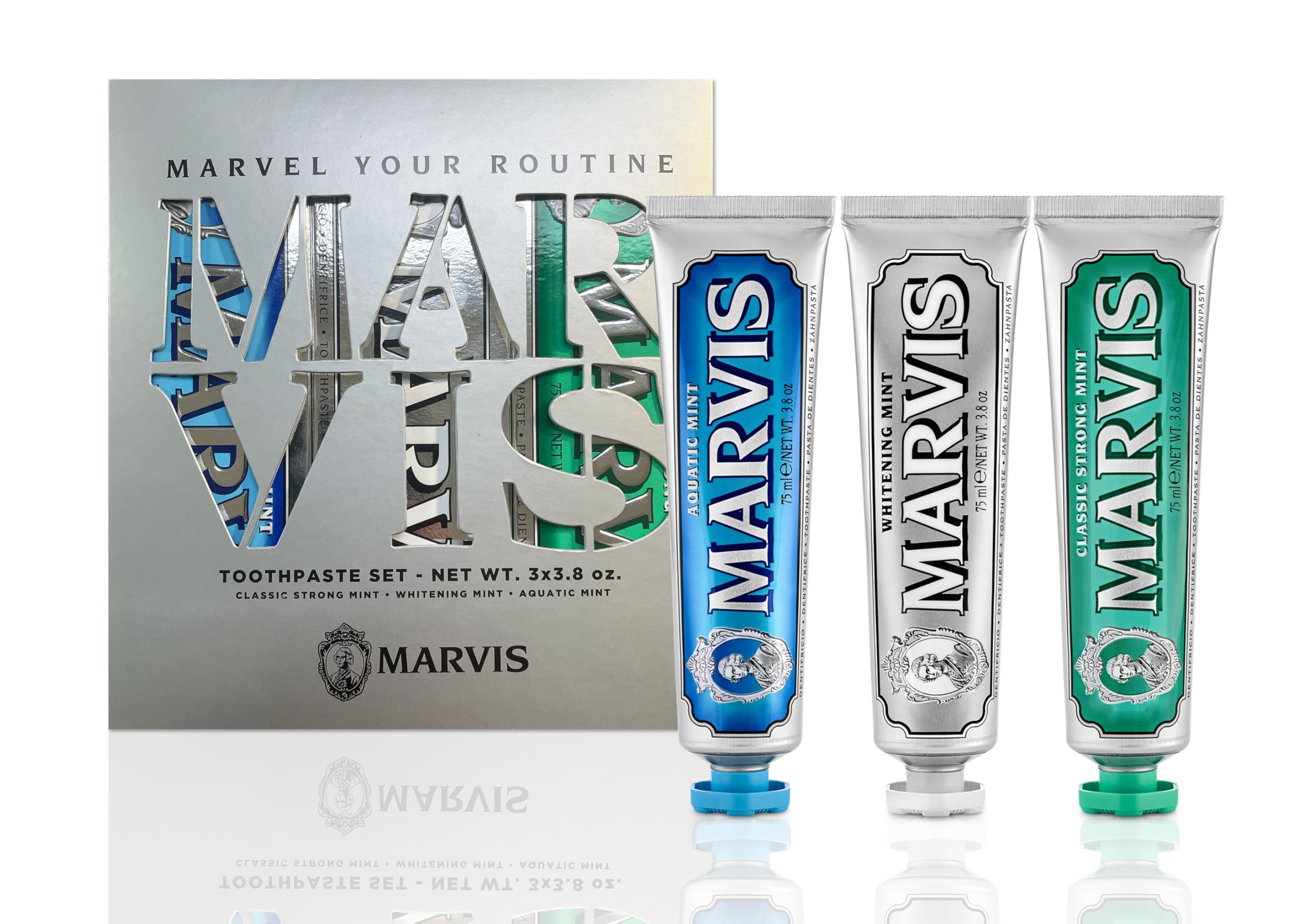 Marvis Best Sellers Trio, Classic Strong Mint, Whitening Mint, - Product Imagery