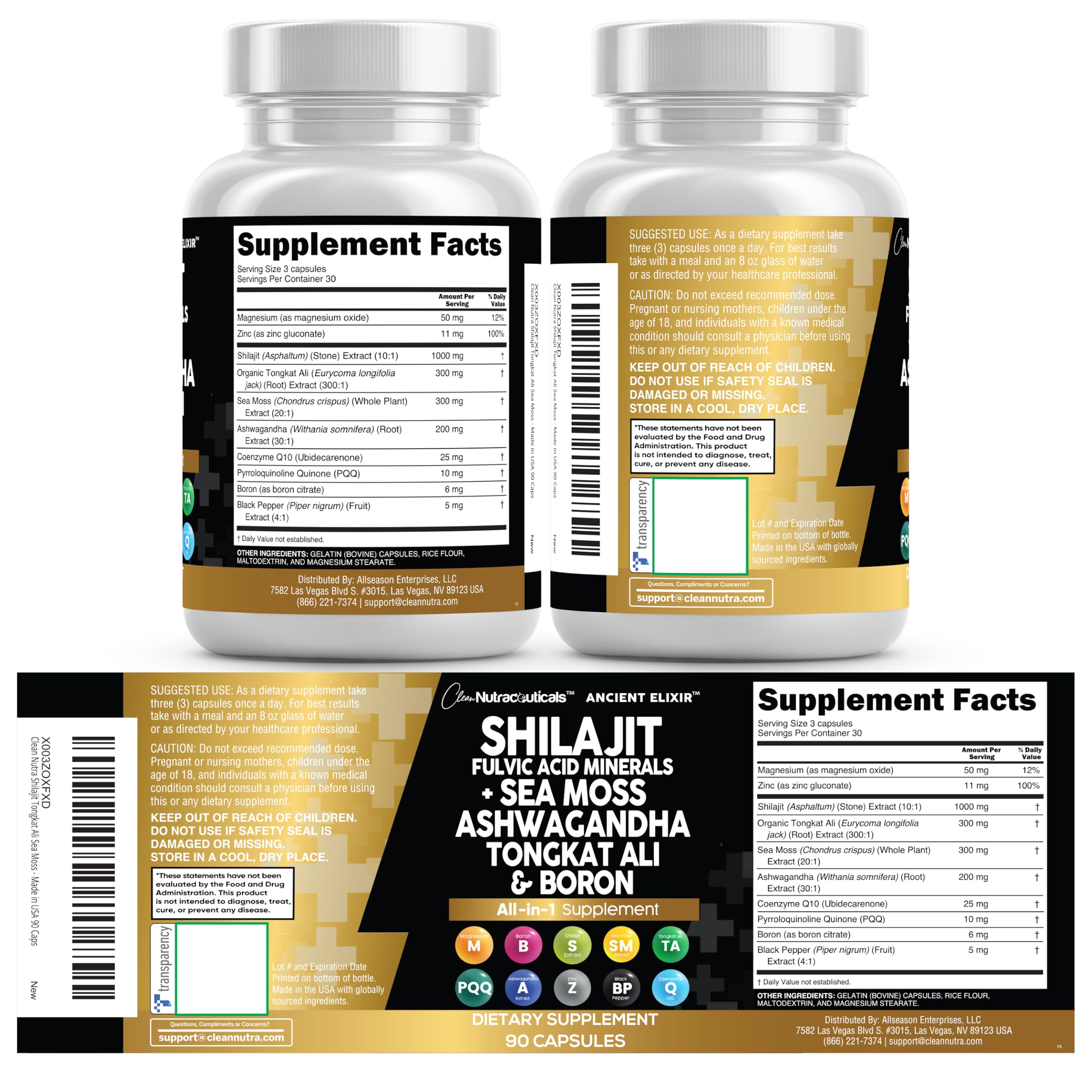 Shilajit Supplement for Men – Sea Moss, Ashwagandha, 90ct