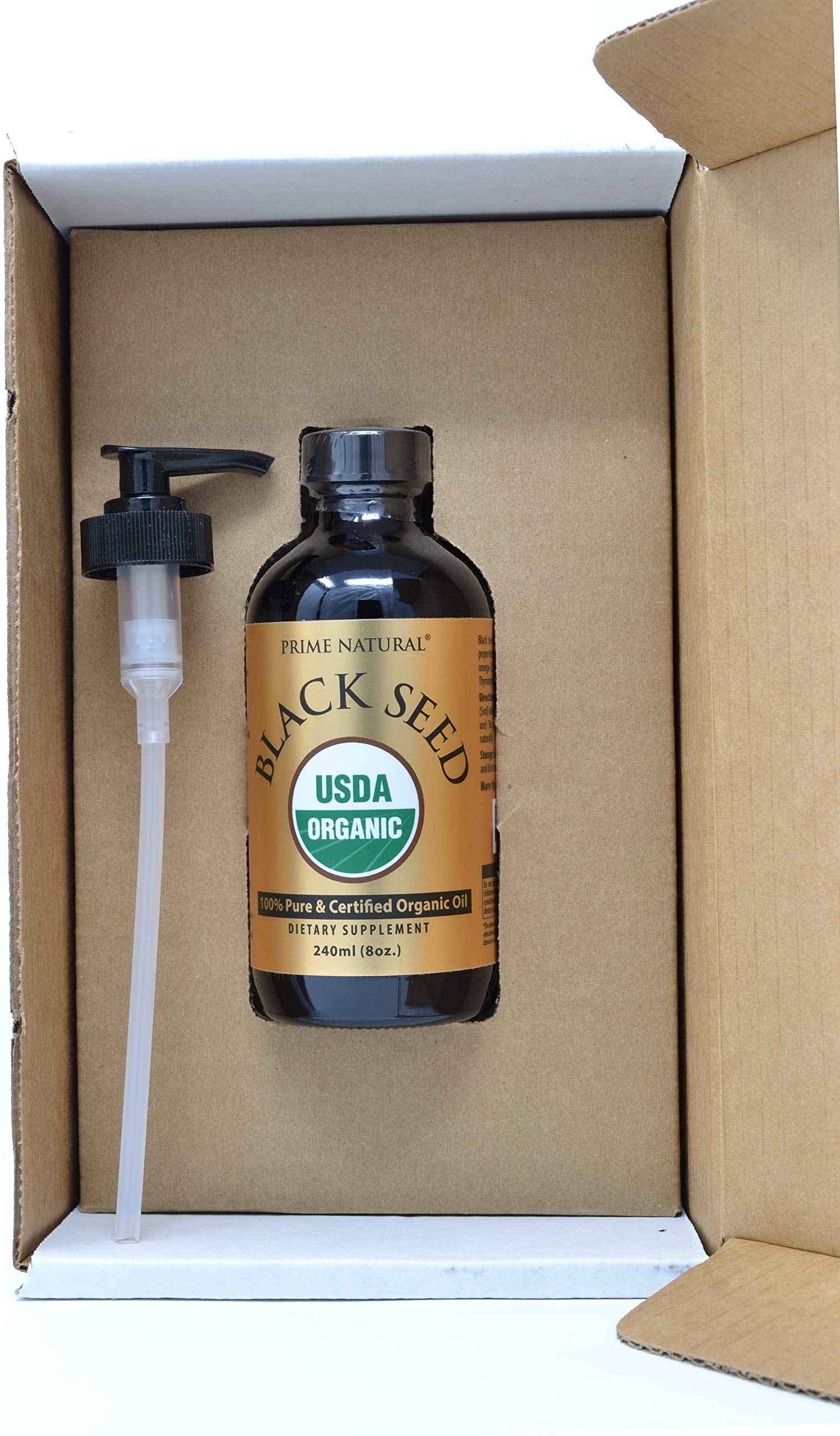 PRIME NATURAL Organic Black Seed Oil Cold Pressed Cumin Seed Oil 8oz
