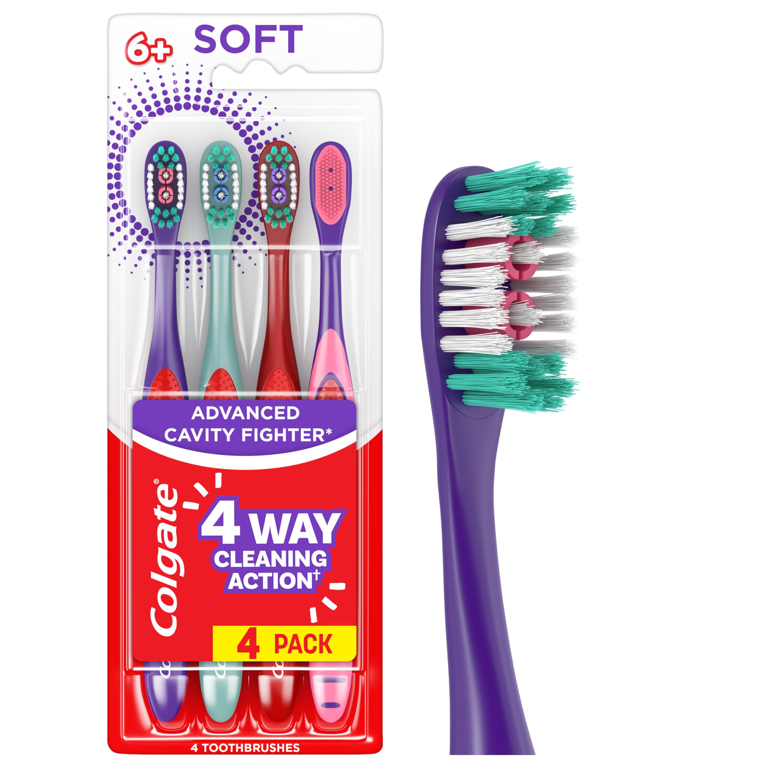Colgate Kids Advanced Cavity Fighter Soft Toothbrushes, 4 Pack - Product Imagery