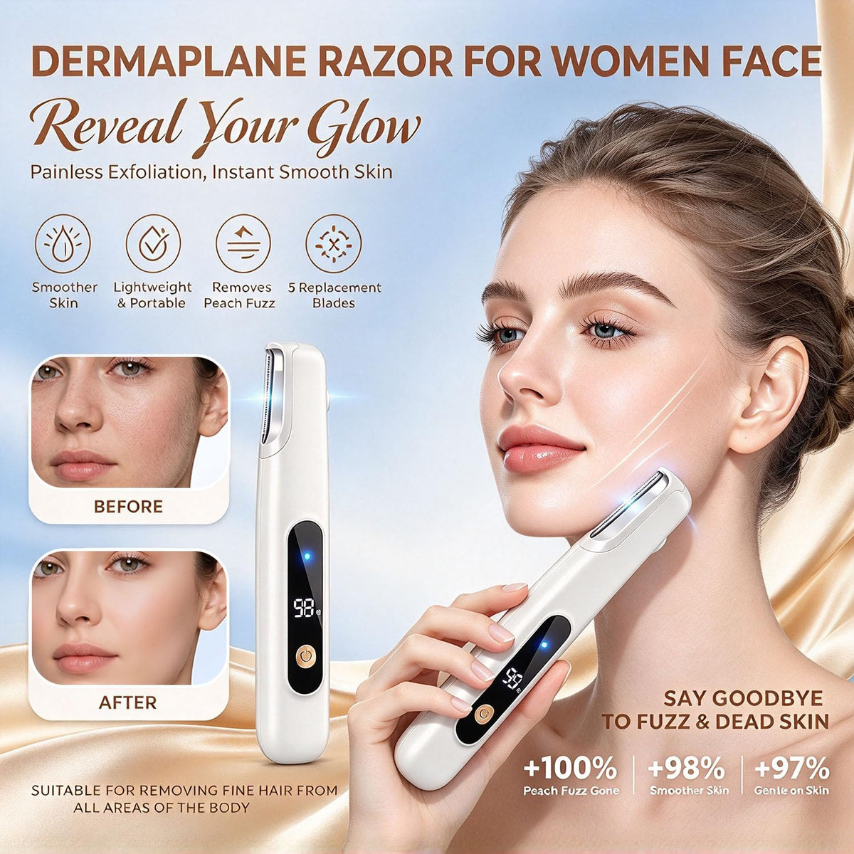 Sonic Dermaplane Razor for Women Face Facial Dermaplaning - ZSLAWON Official Imagery - 3