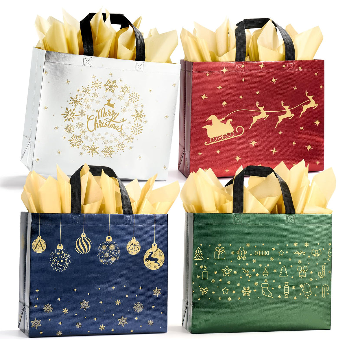 YANGTE 32 Pack 13 Large Christmas Gift Bags With Tissue - YANGTE Official Imagery - 2