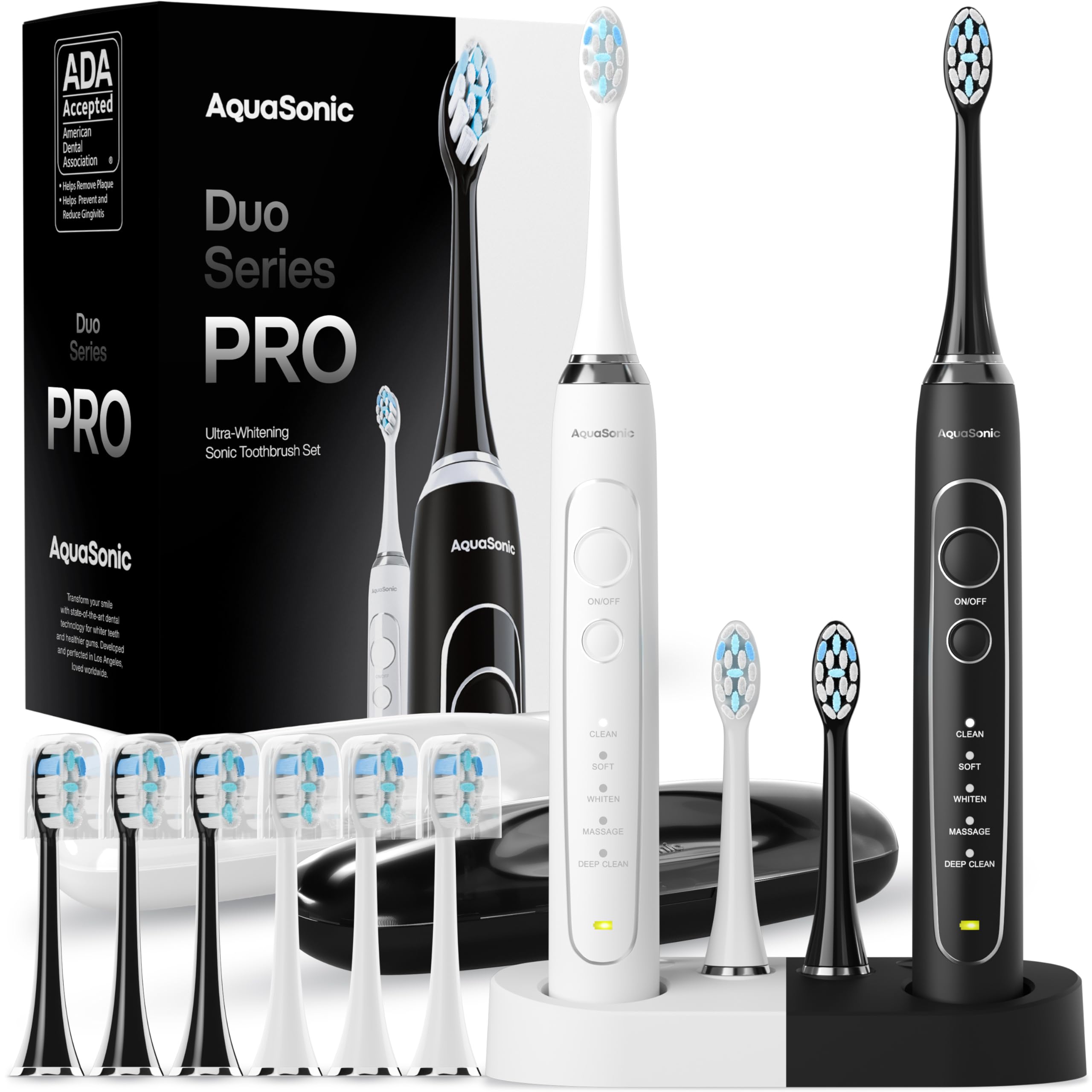 Aquasonic Duo Series PRO – Ultra-Whitening Electric Toothbrush - Product Imagery