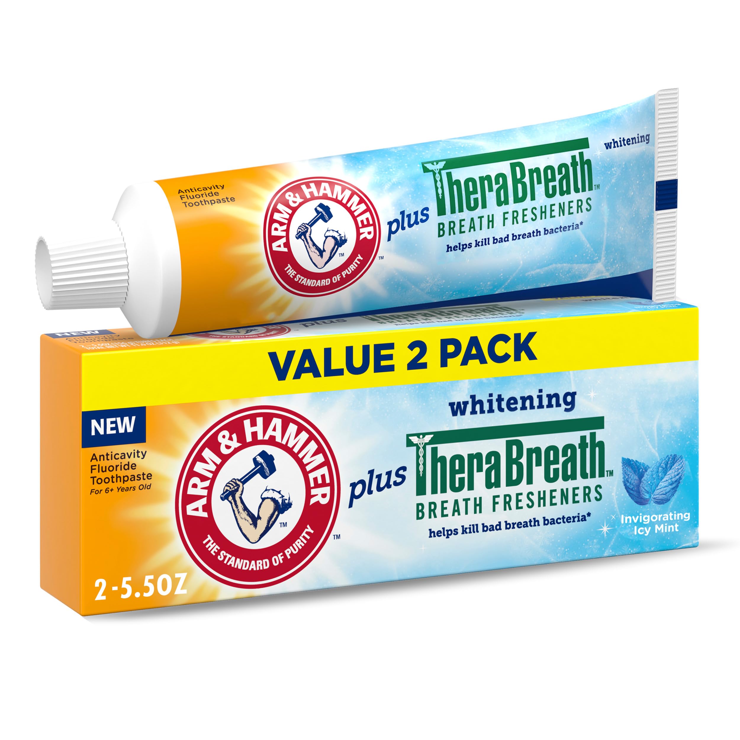 ARM & HAMMER Plus TheraBreath Toothpaste, Icy Mint, 5.5 oz, - Product Imagery