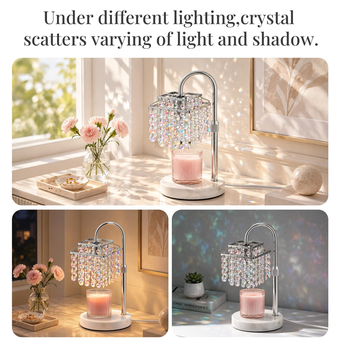 Crystal Candle Warmer Lamp with Timer Dimmable Brightness - Luvkczc Official Imagery - 7