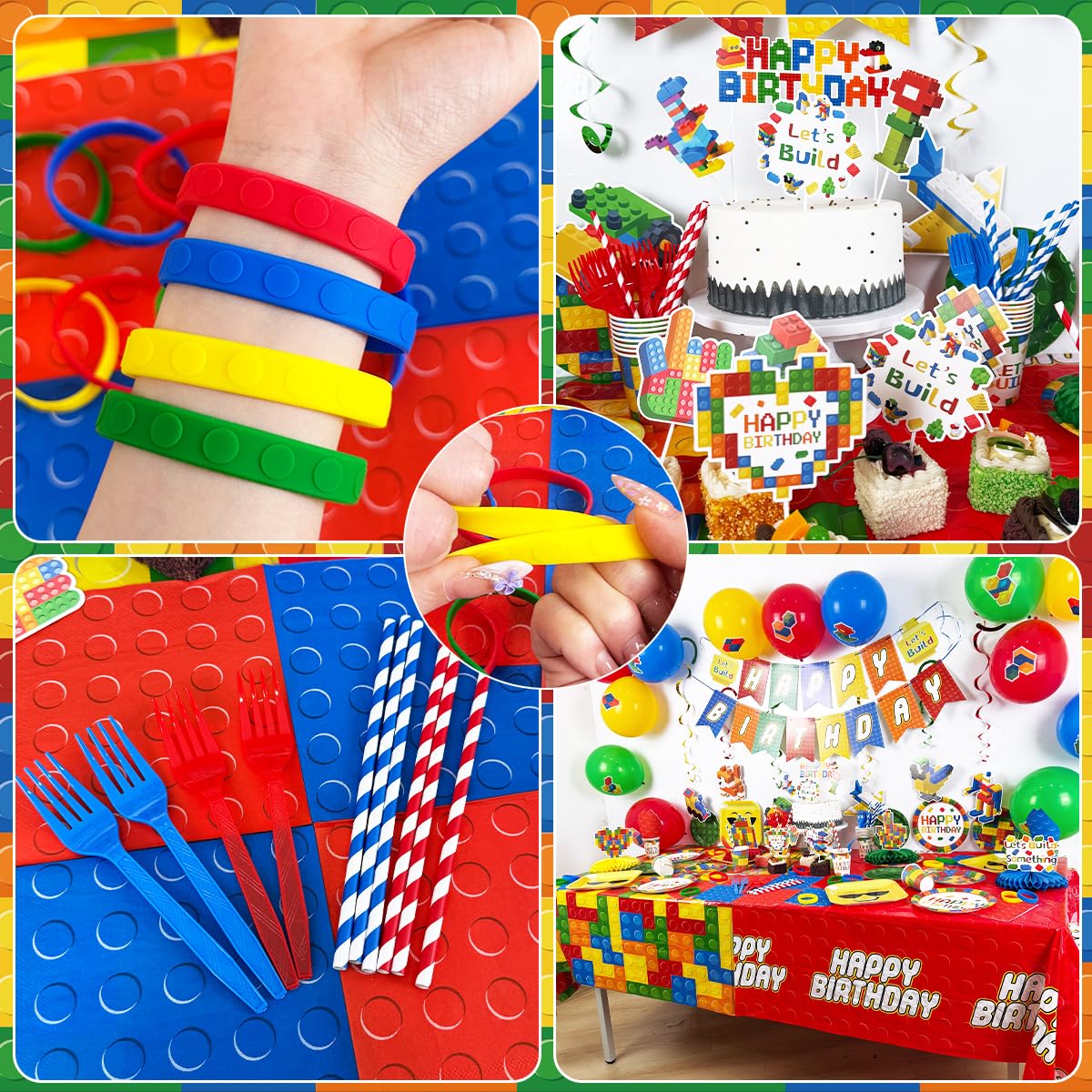 Haiyumaoyi 224Pcs Building Block Birthday Decorations, ALL-IN-1 Serves 26 – alternate angle