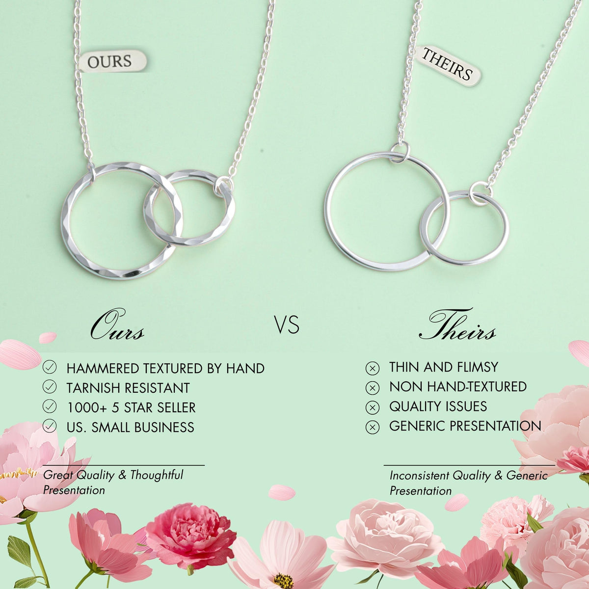 HOPE LOVE SHINE Thank You Gift for Women, Sister, Mom - Thank You Necklace, Jewelry 16+2", 14k Gold Plated Sterling 