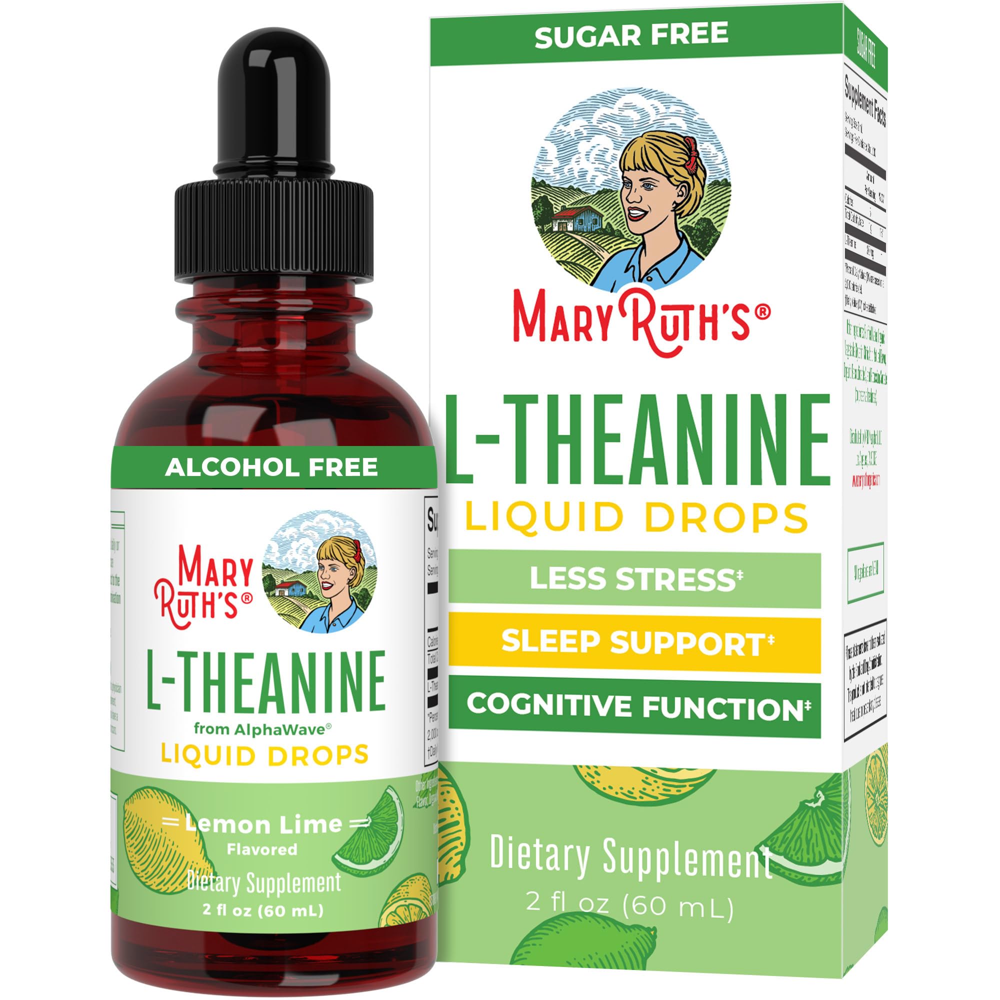 MaryRuth's L-Theanine Liquid Drops, Lemon Lime, 2 oz - Product Imagery