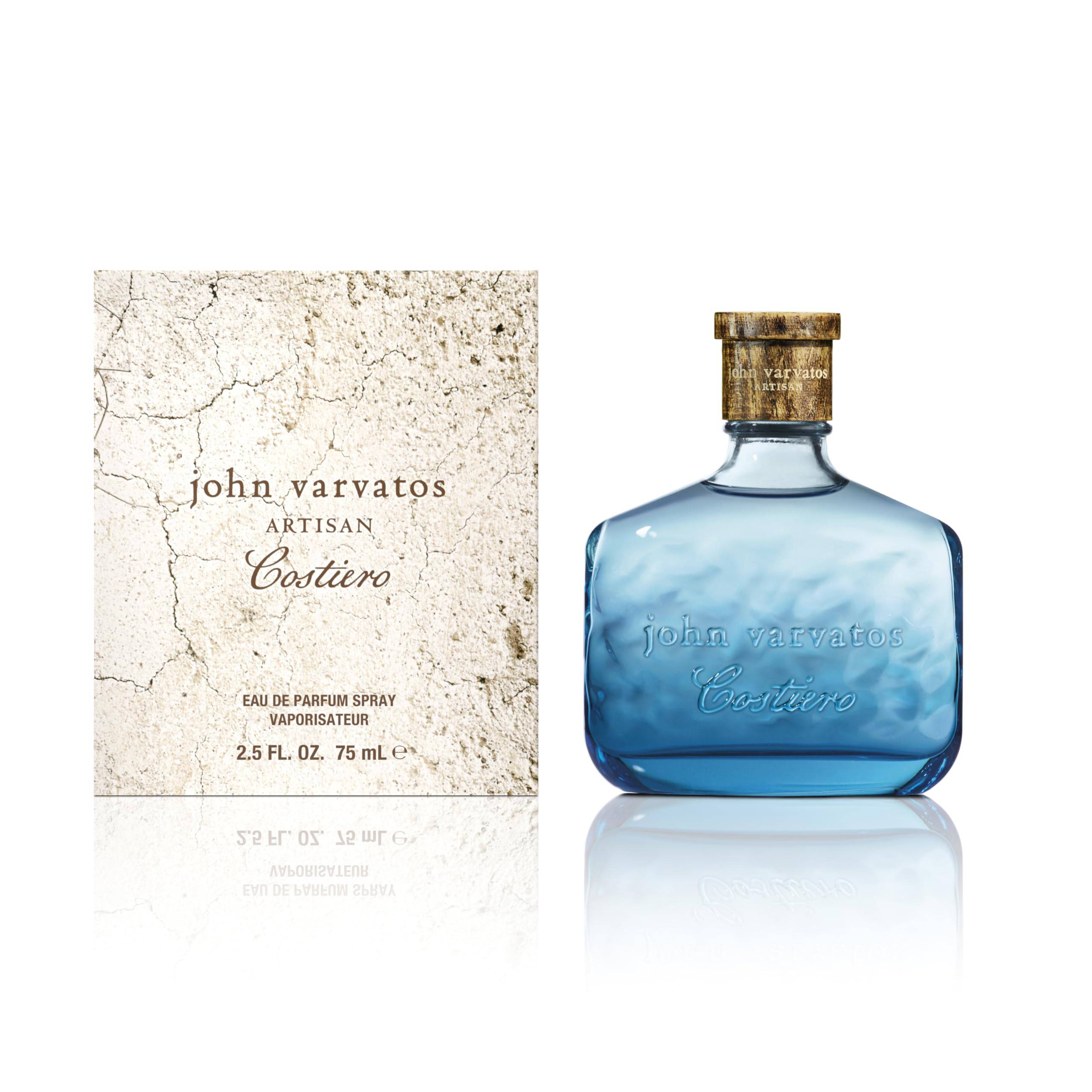 John Varvatos Artisan Costiero men's 2.5 fl oz personal fragrance bottle with sleek design and elegant packaging.