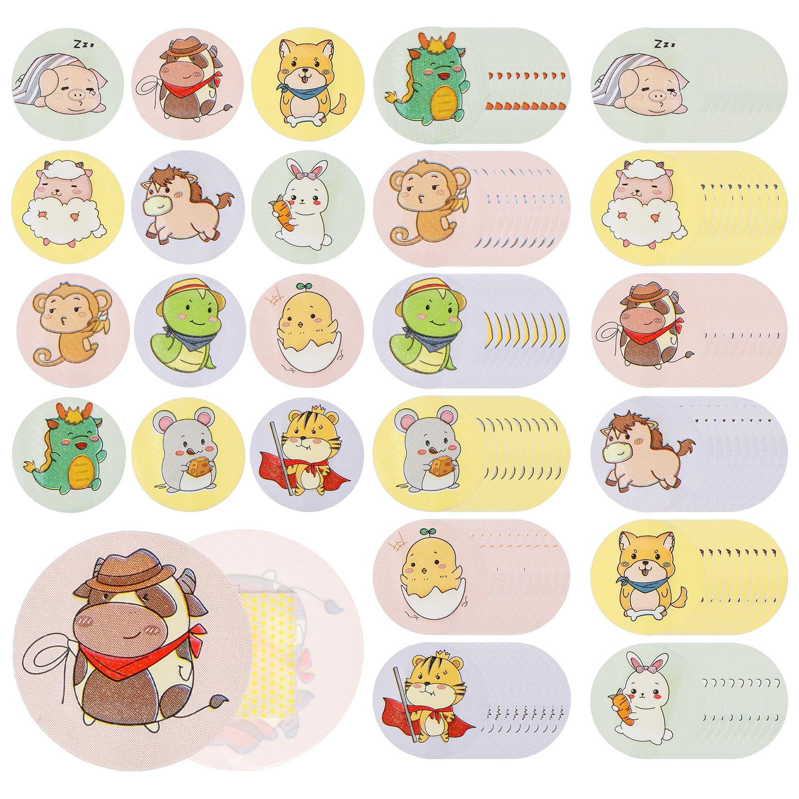 120Pcs Kids Bandages 12 Styles Zodiac Themes Animal Pattern - Product Imagery