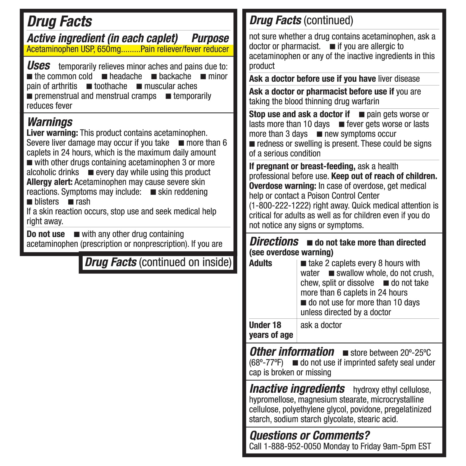 HealthA2Z® Pain Relief Extended Release | Acetaminophen 650mg | 8 Hours | Arthiritis Pain | Pain Reliever - Fever Reducer | Contains no Aspirin (100 Count)