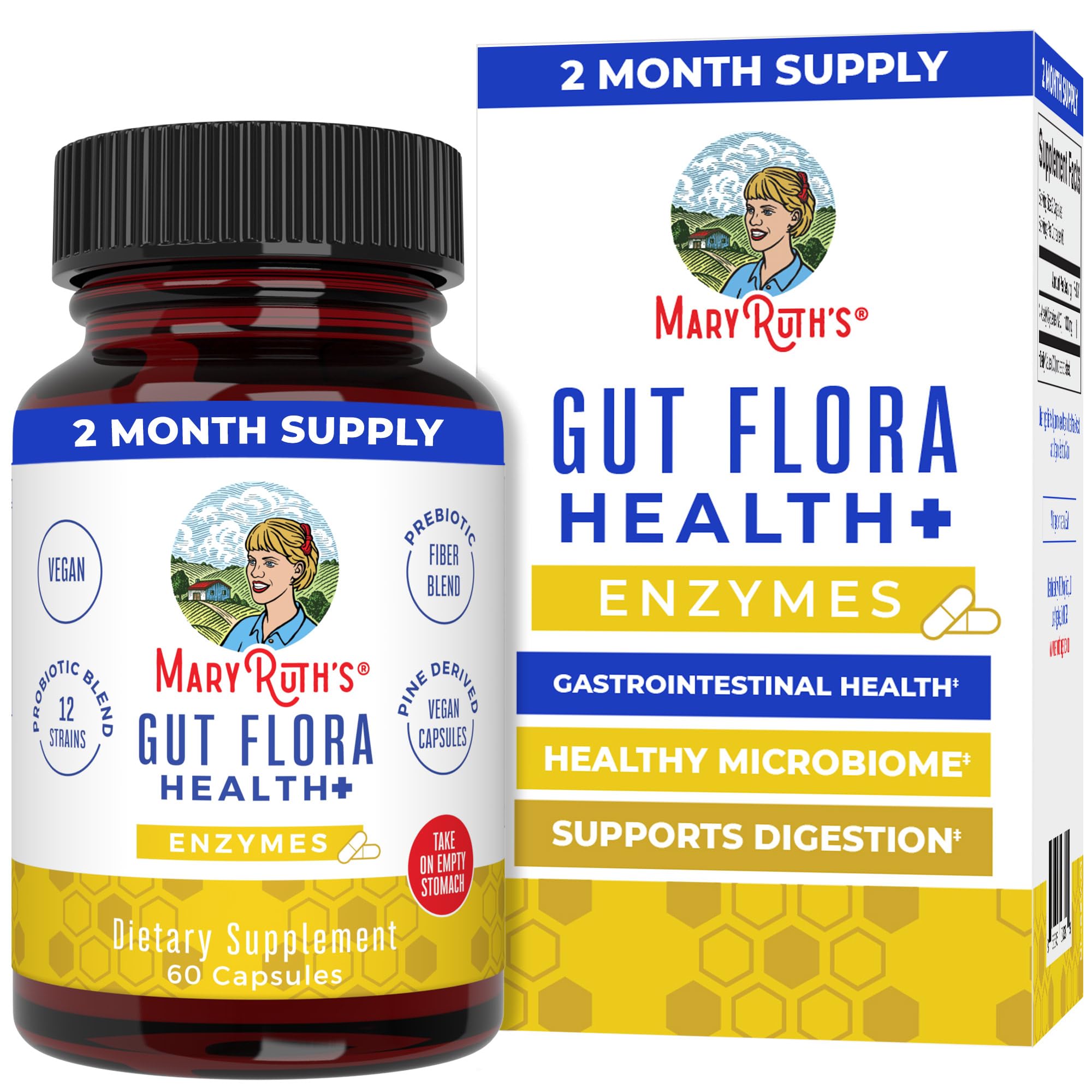MARYRUTH'S Gut Flora Health+ Enzymes, Gastrointestinal Health, - Product Imagery