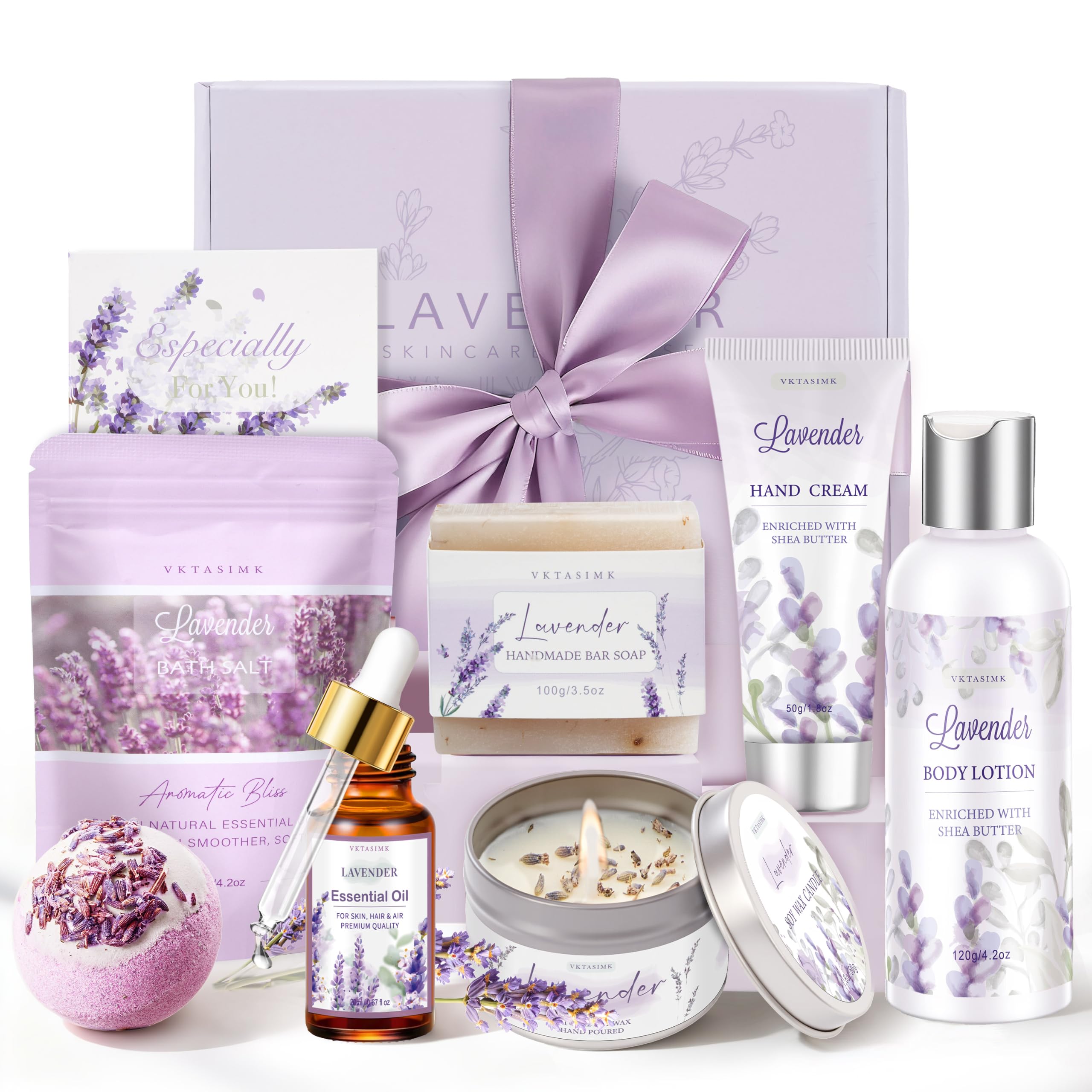 Gifts for Women Birthday Gift Baskets, Lavender Relaxing Home - Product Imagery