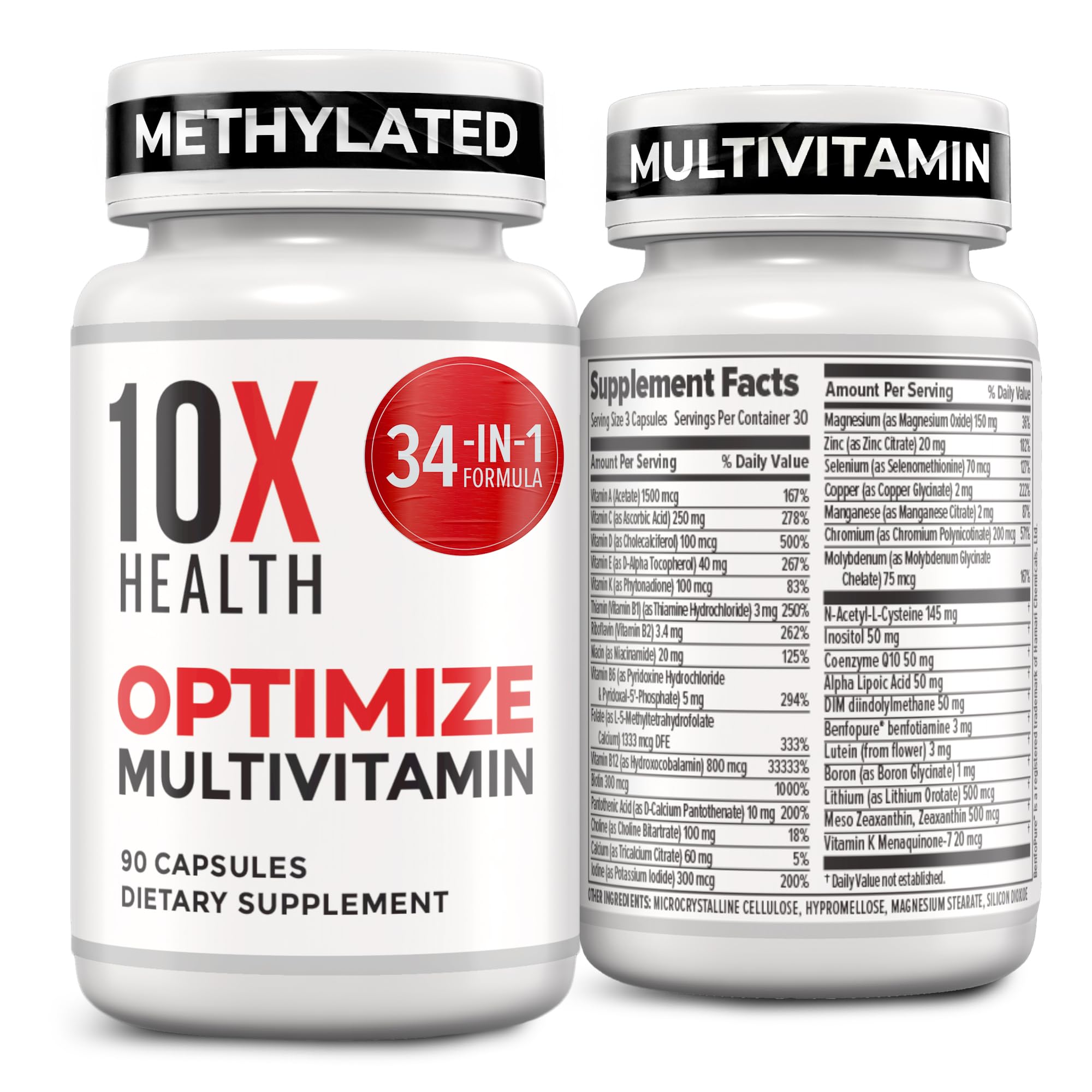 10X Health Methylated Multivitamin - 90 Capsules - Product Imagery