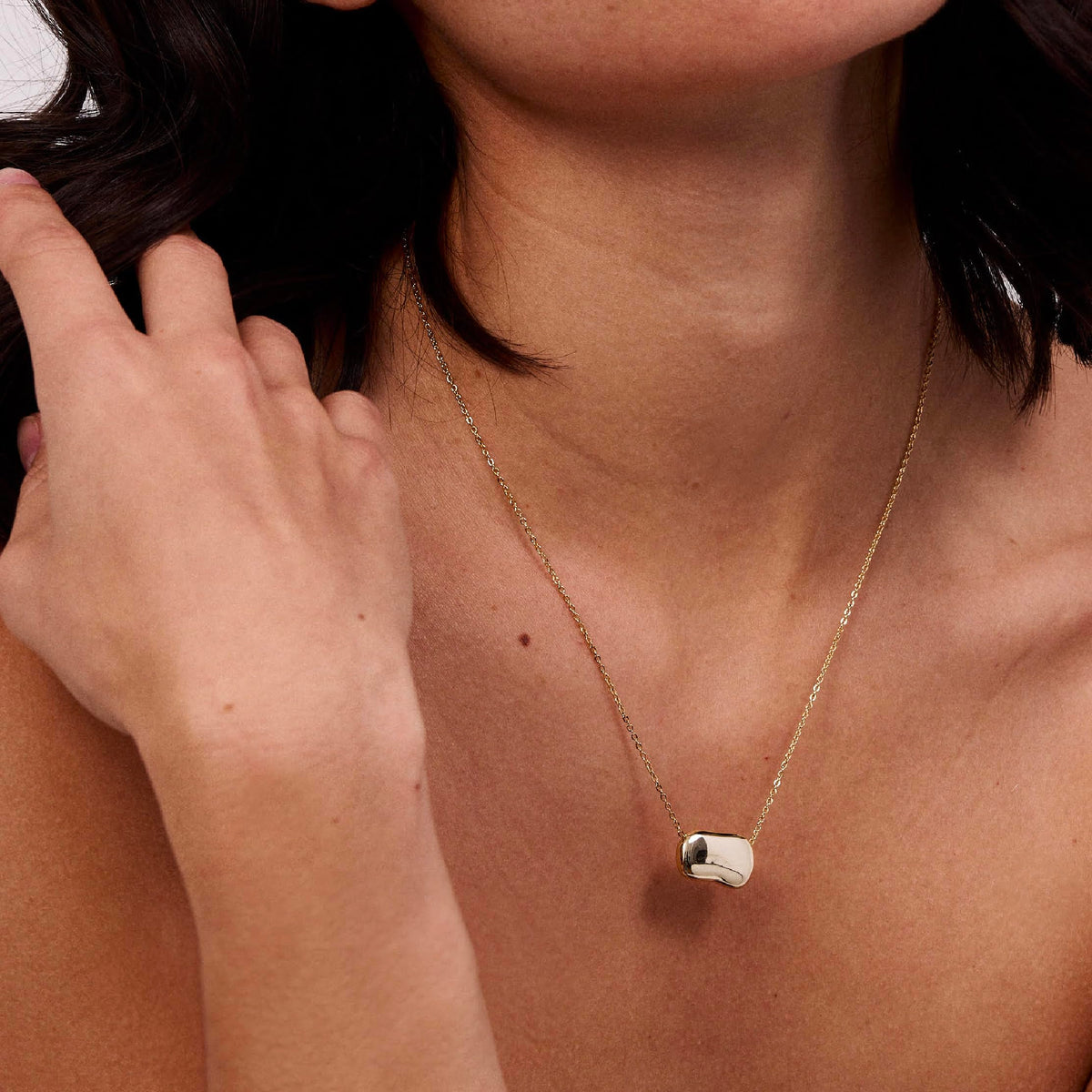 Electric Picks Dakota Necklace for Women, 14k Gold Plated Organic Charm Pendant Necklace, 18" Adjustable Layering Ch