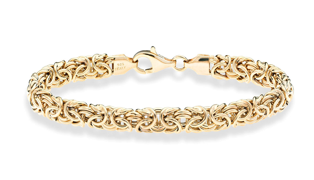 Miabella Italian 18K Gold Plated 925 Sterling Silver Byzantine Bracelet – 18Kt gold plated sterling silver, 8 Inch