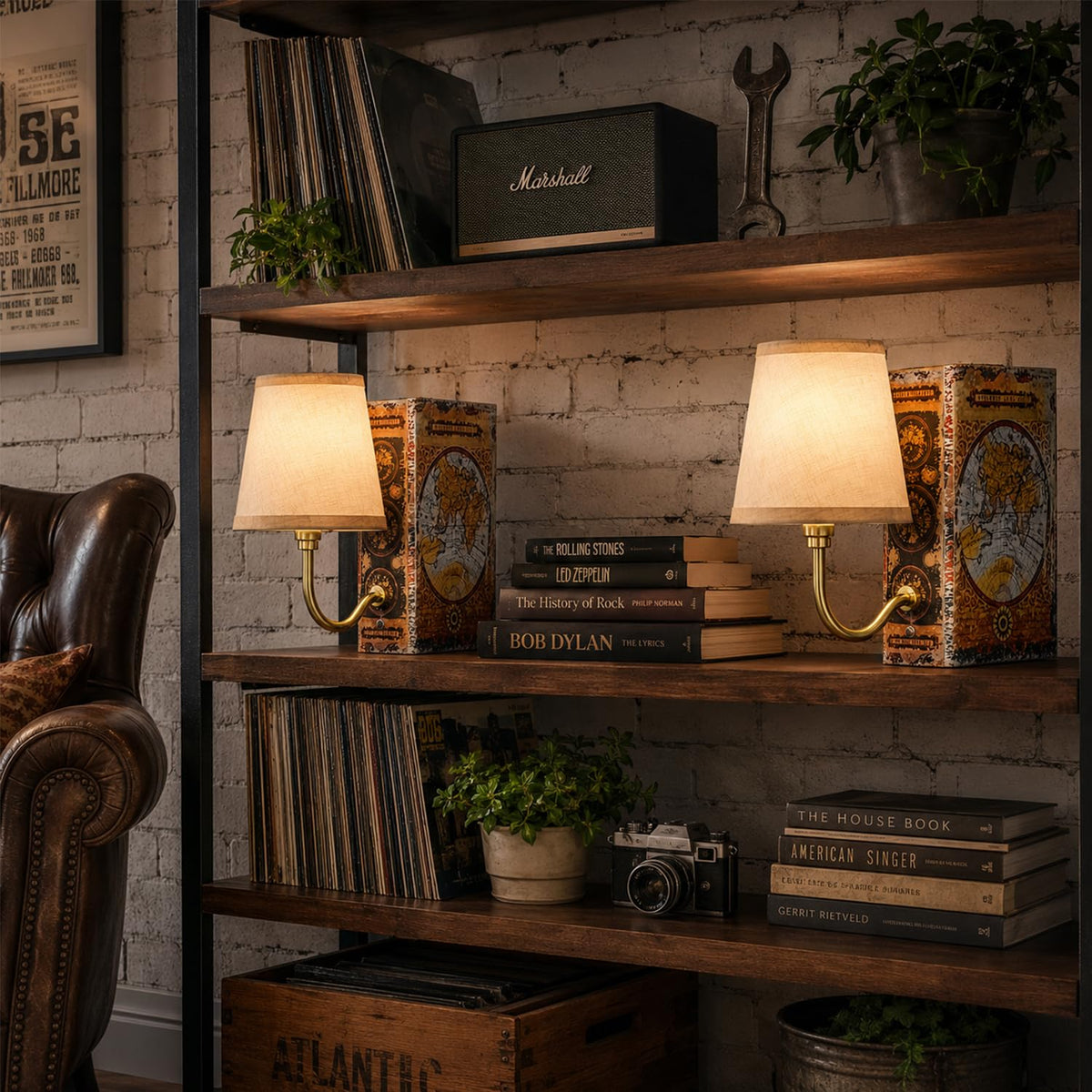 2 Pack Rechargeable Bookshelf Lamps Vintage Gold Touch - FUNTAPHANTA Official Imagery - 4